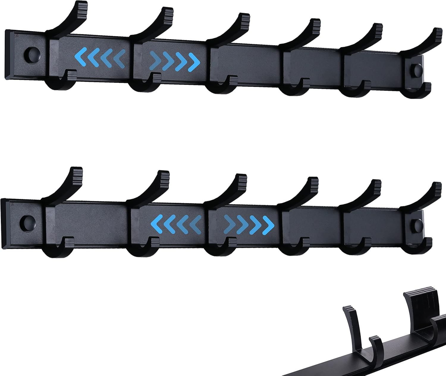 Coat Rack Wall Mount,Wall Coat Rack with 6 Movable Hooks,Black Coat Rack Wall Mount 2 Pack,Wall Mounted Coat Rack for Entryway,Bathroom, Kitchen,42.5cm