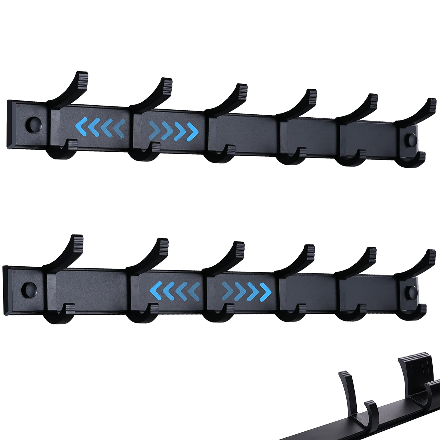 Coat Rack Wall Mount,Wall Coat Rack with 6 Movable Hooks,Black Coat Rack Wall Mount 2 Pack,Wall Mounted Coat Rack for Entryway,Bathroom, Kitchen,42.5cm