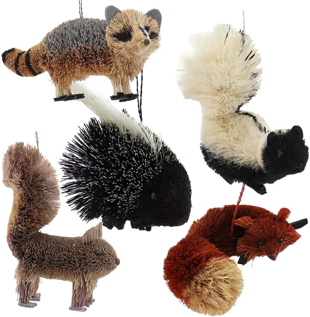Kurt Adler Buri Woodland Animal Decorative Holiday Ornament Set (5 Pack)