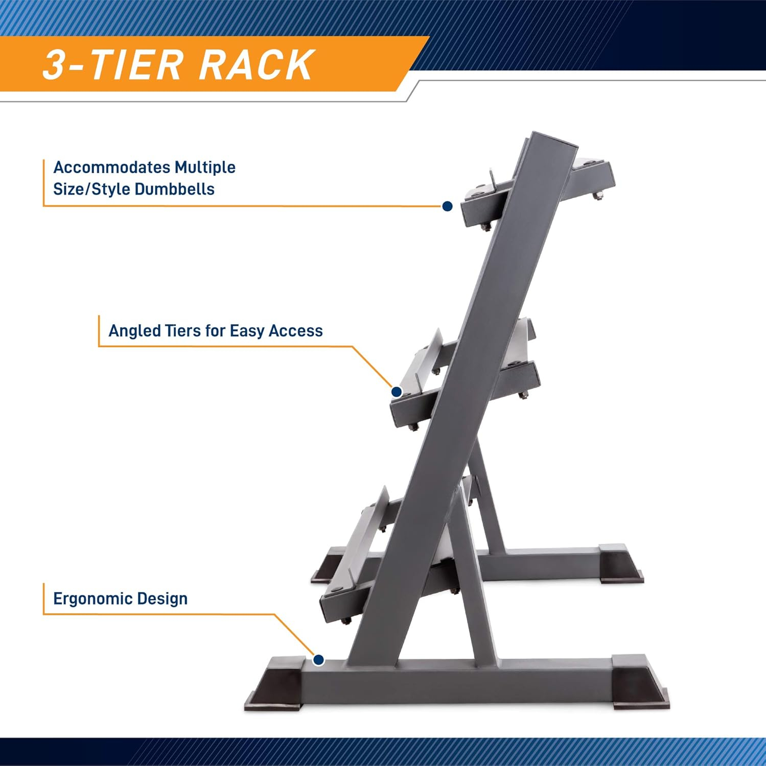 Marcy Deluxe Three Tier Metal Home Workout Gym Dumbbell Weight Rack | DBR86