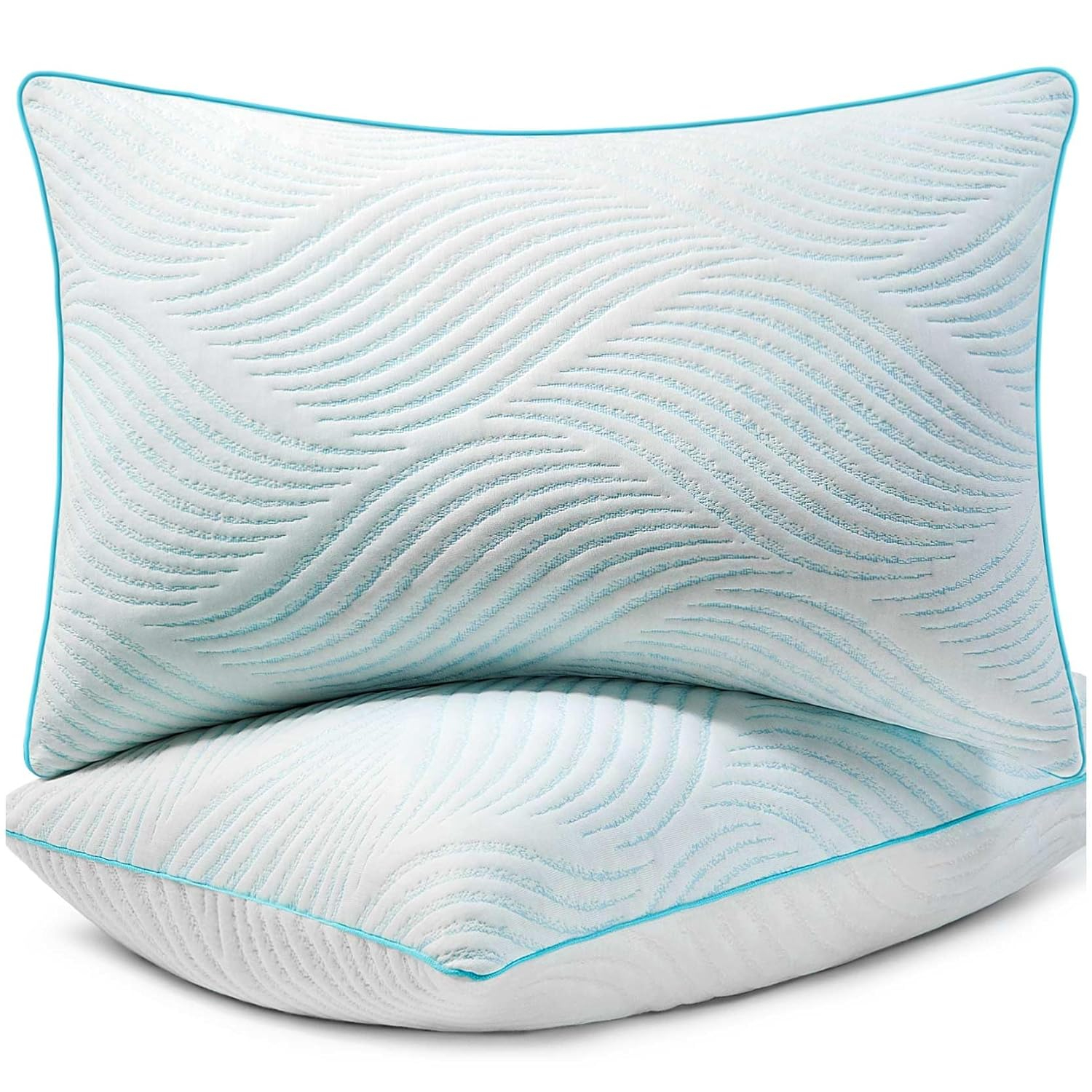 Pillows King Size Set of 2 Cooling Memory Foam Pillows for Sleeping Adjustable Medium Firm Back and Side Sleeper