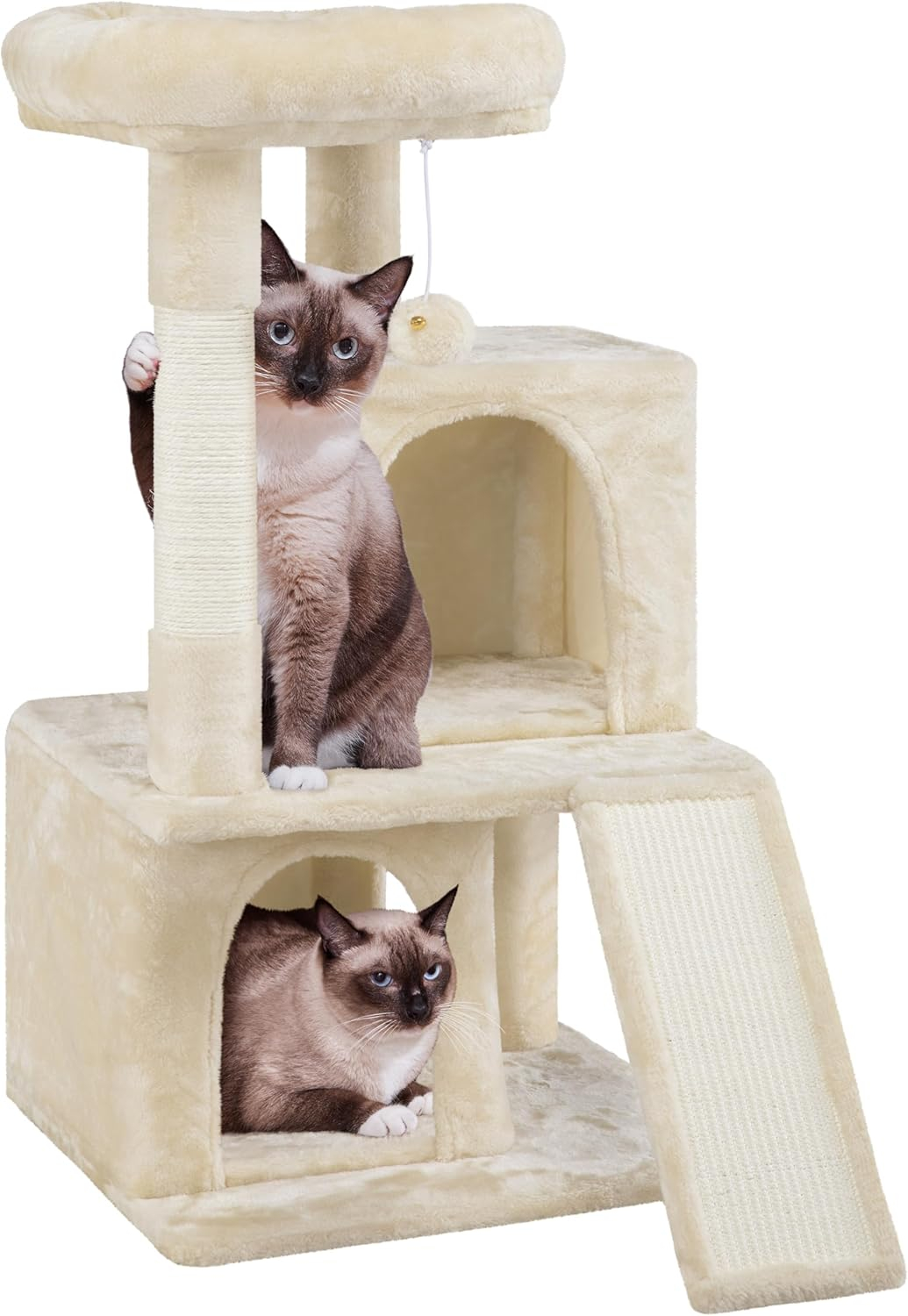 ZENY 36-in Cat Tree & Condo Scratching Post Tower, Beige