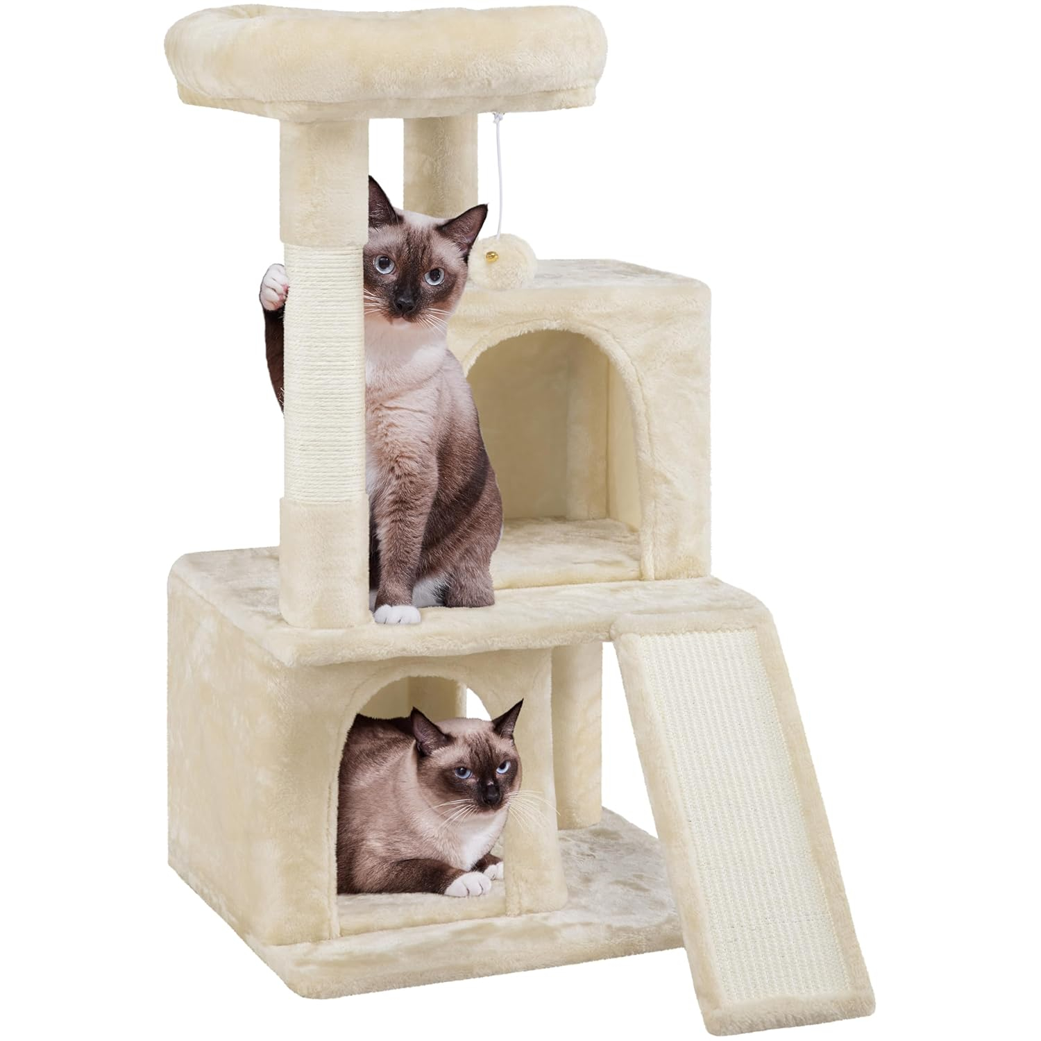 ZENY 36-in Cat Tree & Condo Scratching Post Tower, Beige