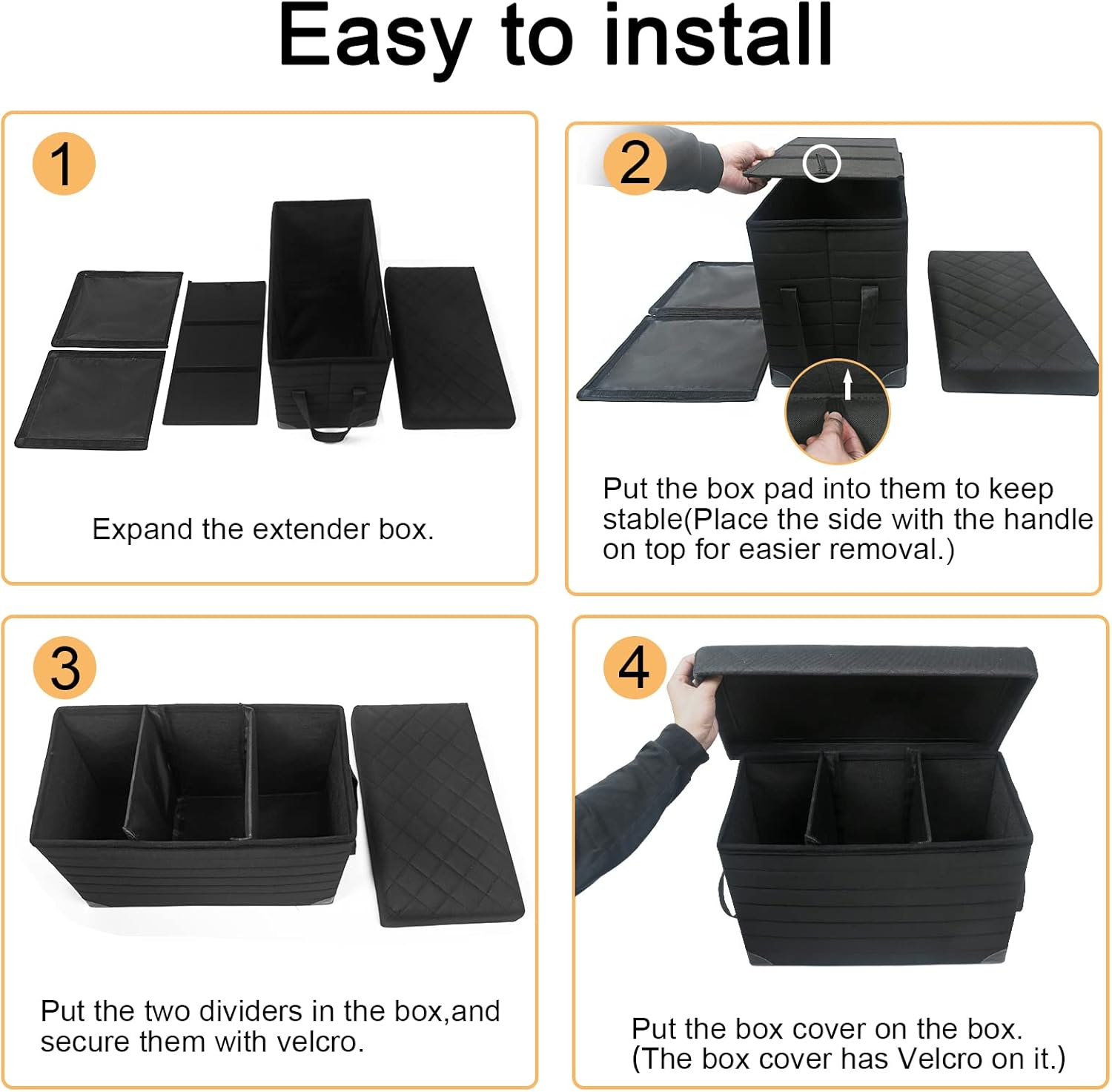 Large Black Rolling Dog Car Seat Extender with Storage