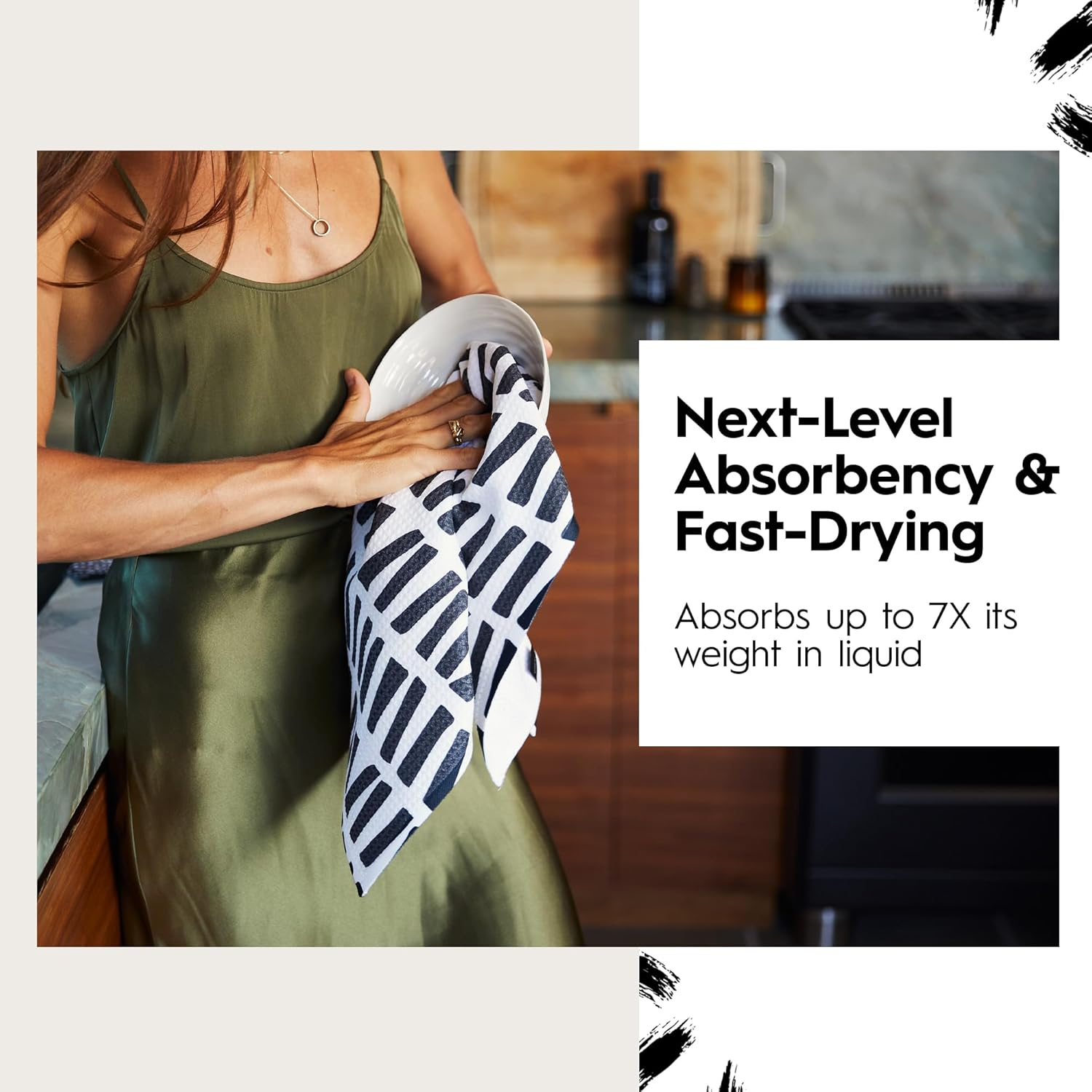 GEOMETRY Kitchen Tea Towels - Quick Dry Microfiber Dish Towels for Kitchen - Spring Sprout 18" x 30" (1 Pack)