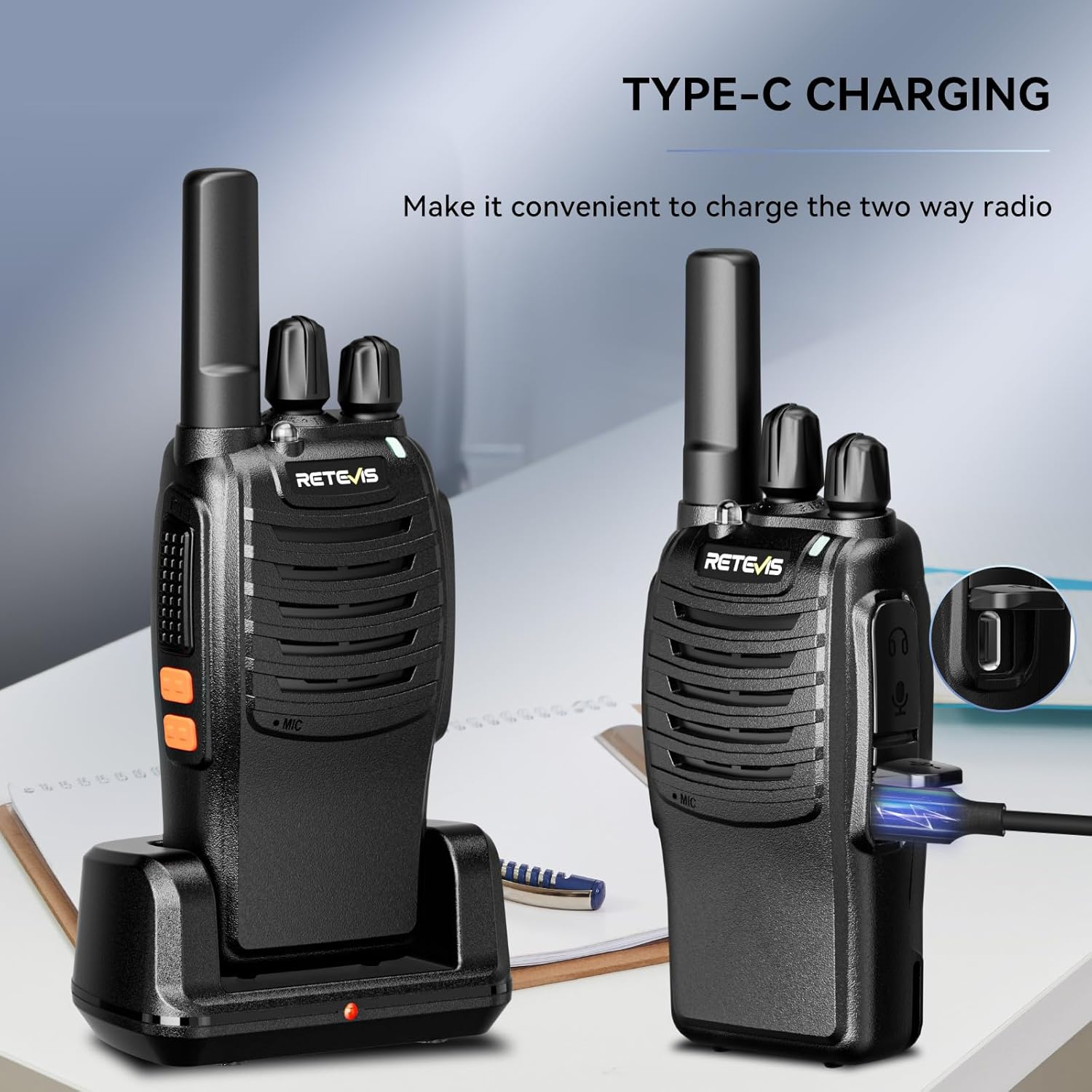 Retevis H-777 2 Way Radios, Walkie Talkies for Adults, Rechargeable Long Range Two Way Radio, Shock Resistant, Short Antenna for Business Education(10 Pack)