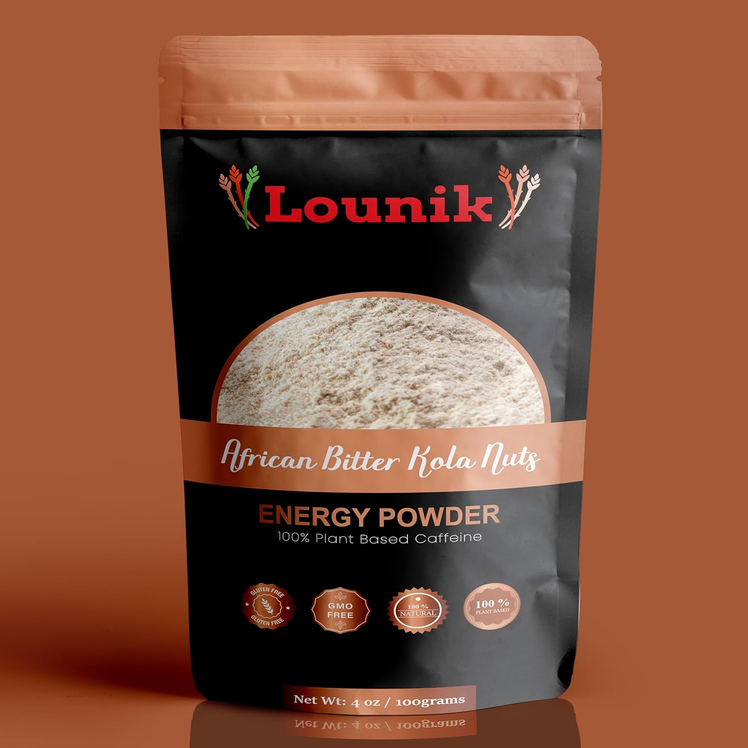 Lounik African Bitter Kola Nuts Energy Powder in Airtight Container