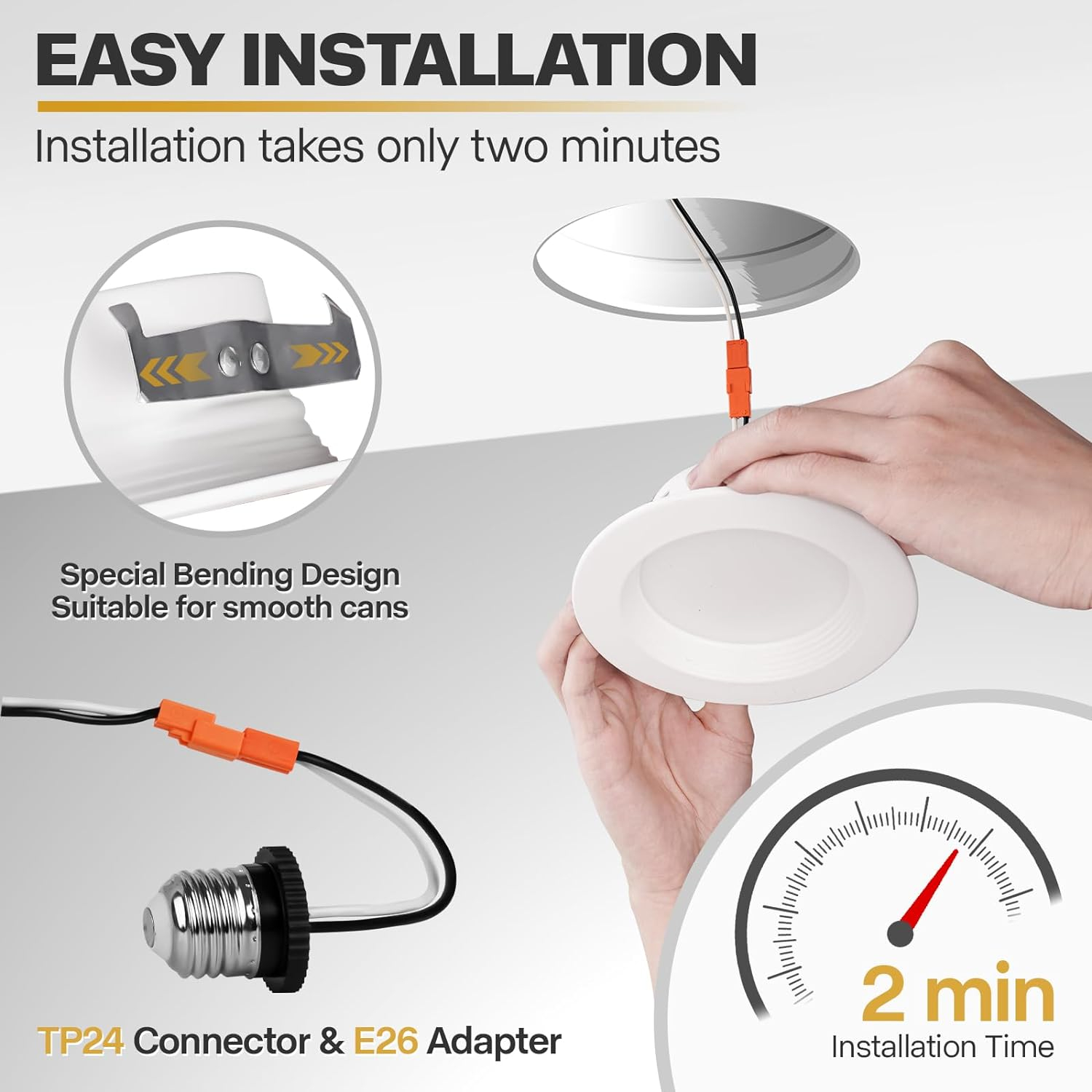 12 Pack 4 Inch LED Can Lights Retrofit Recessed Lighting, 5CCT 4 Inch Recessed Downlight Selectable 2700K-6000K Dimmable, 9W 630LM Recessed Lights with Metal Smooth Trim- ETL and Energy Star Certified