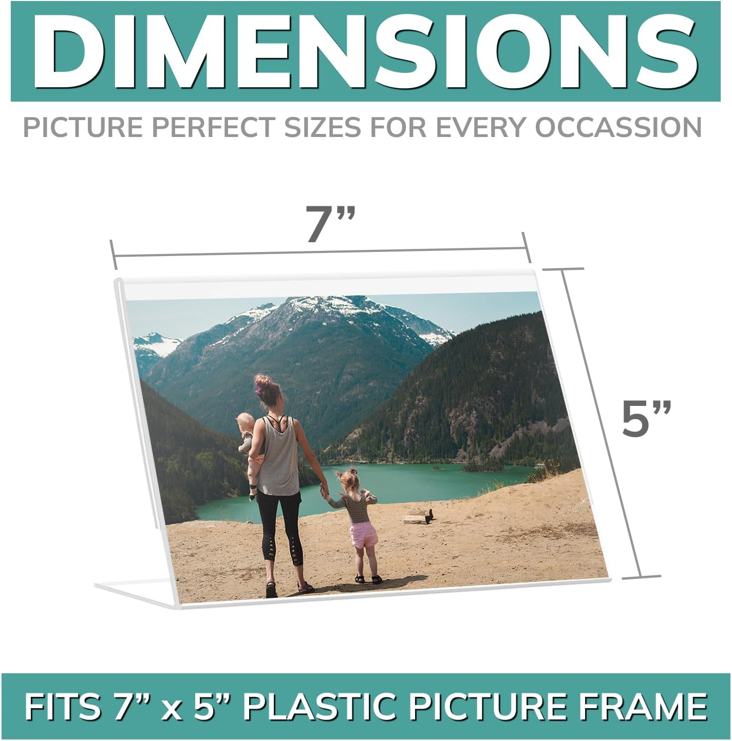 pbf 7x5 Acrylic Sign Holder | 7 x 5 Horizontal Stand Up Slanted Sign Holder | Acrylic Stands for Display | Clear Picture Frame, Menu Table Top Stand, Plastic Flyer Holder (12-Pack)
