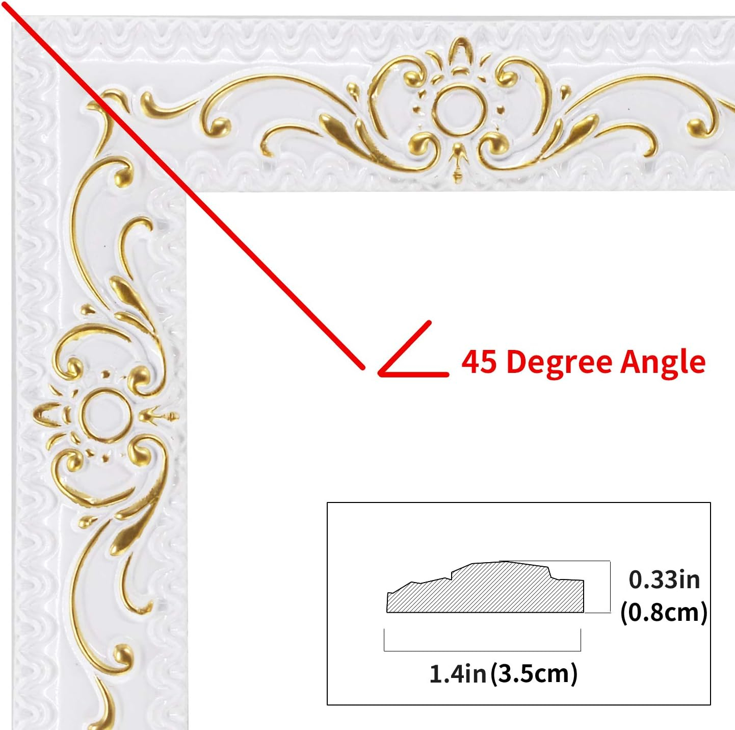 Flexible Molding Trim Wall Trim Self Adhesive, Peel and Stick Mirror Frame Border, Waterproof Bathroom Decor (White)