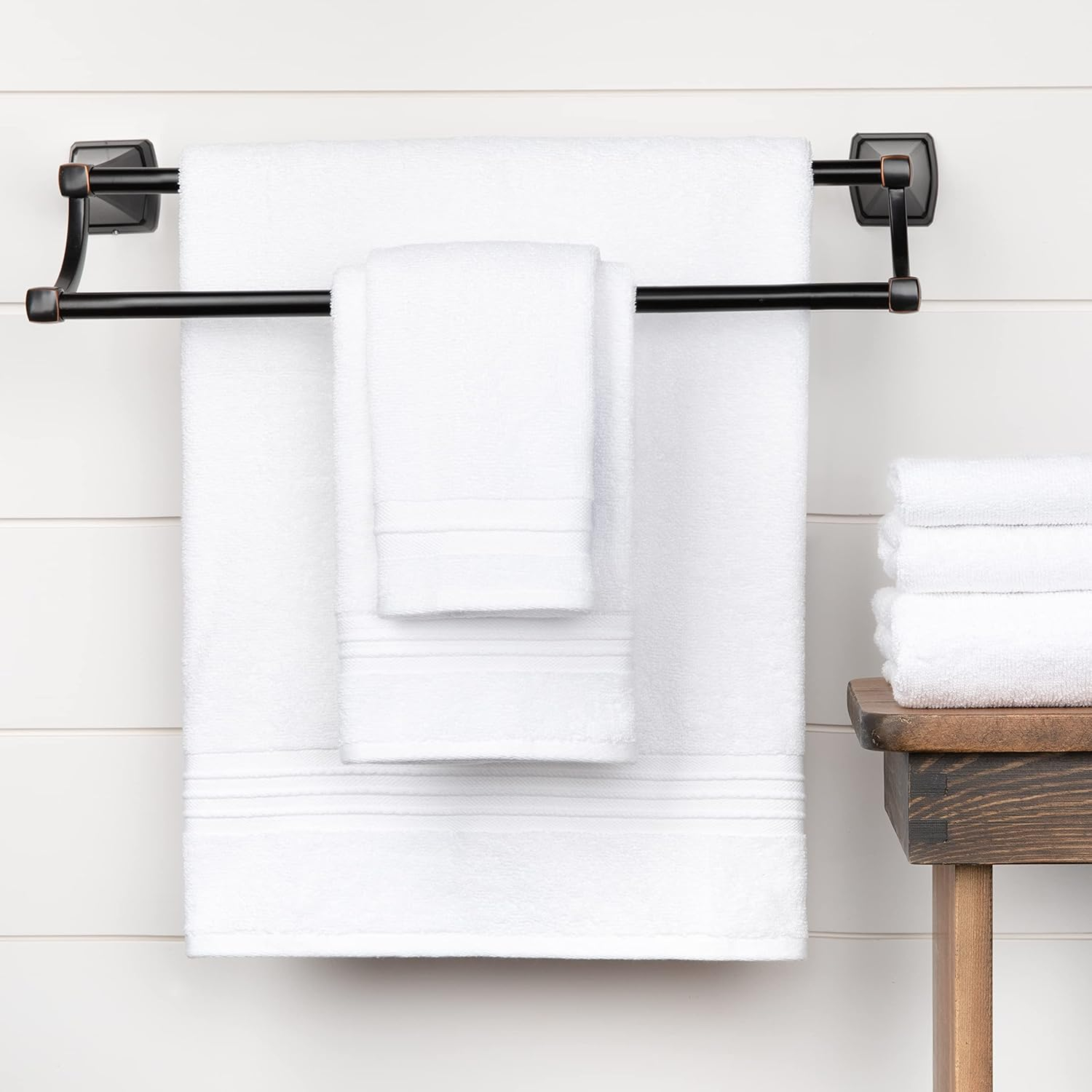 Sticky Toffee Terry Cotton Hand Towels Set for Bathroom, 2 pack, Soft and Absorbent, 500 GSM, 16 in x 28 in, White