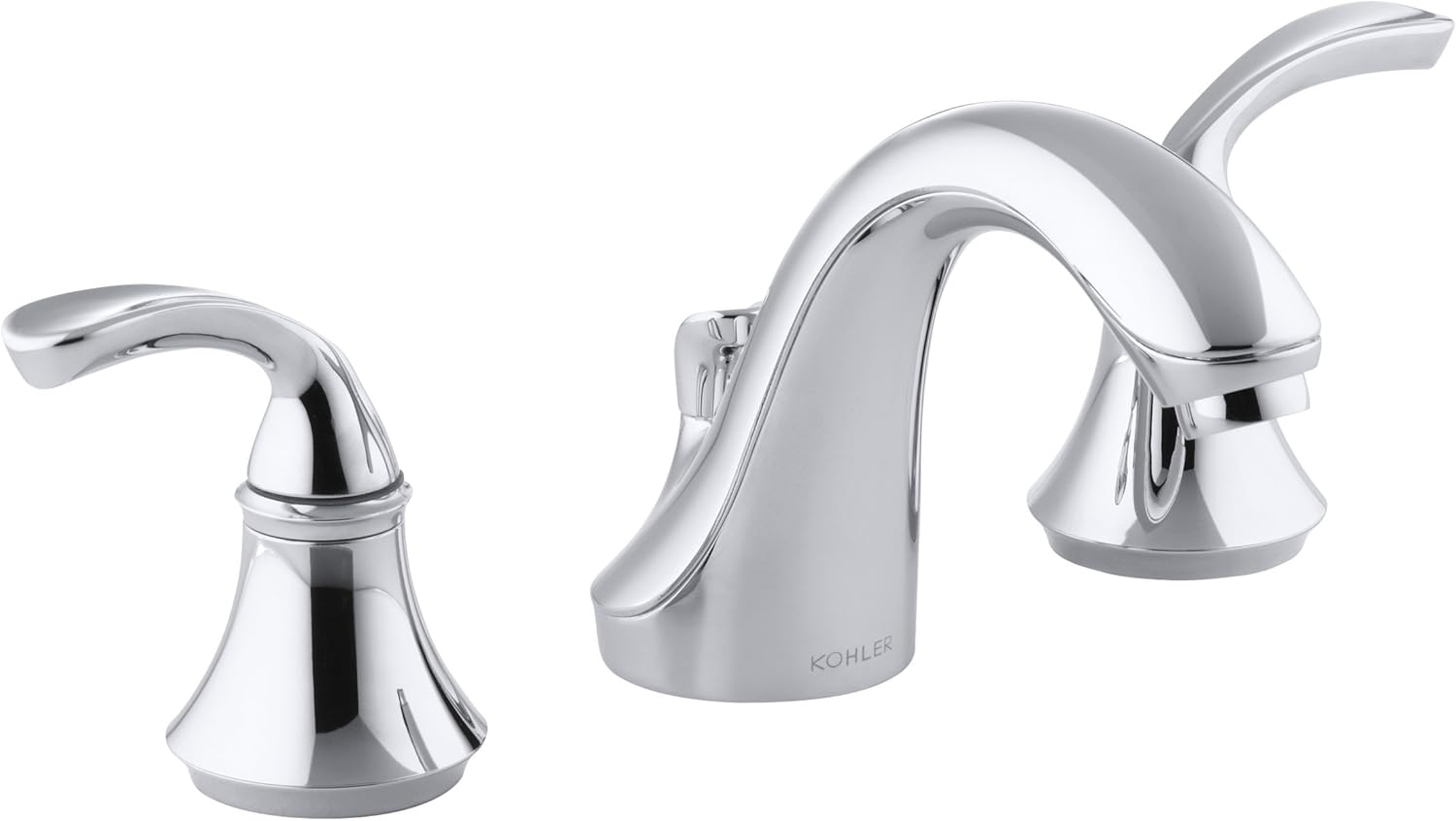 KOHLER K-10269-4-CP Forte Widespread Commercial Bathroom Sink Faucet with Sculpted Lever Handles, Metal Drain, Red/Blue Indexing and Vandal-Resistant Aerator, Polished Chrome
