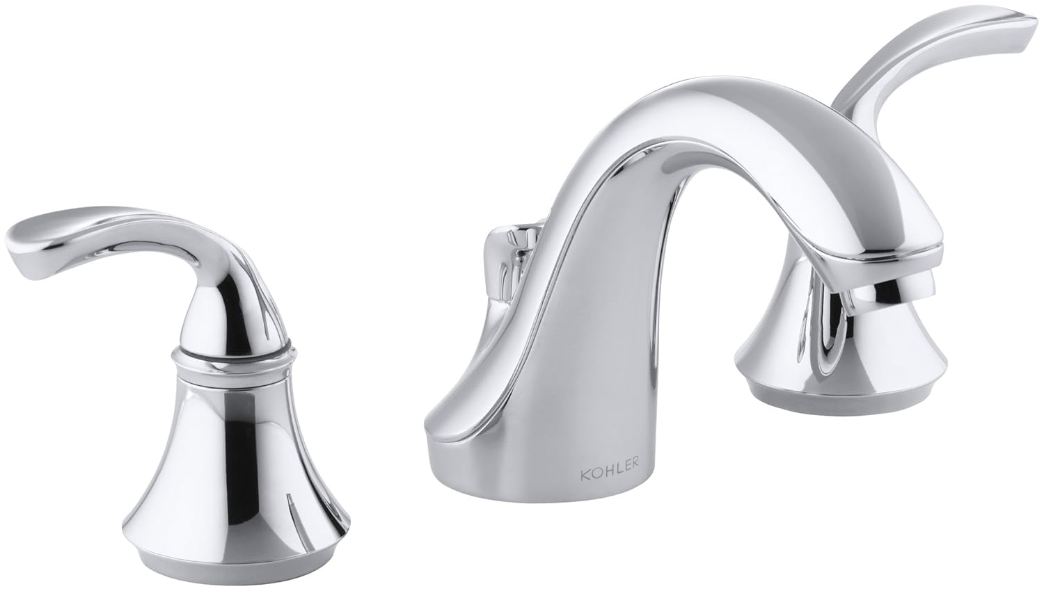 KOHLER K-10269-4-CP Forte Widespread Commercial Bathroom Sink Faucet with Sculpted Lever Handles, Metal Drain, Red/Blue Indexing and Vandal-Resistant Aerator, Polished Chrome