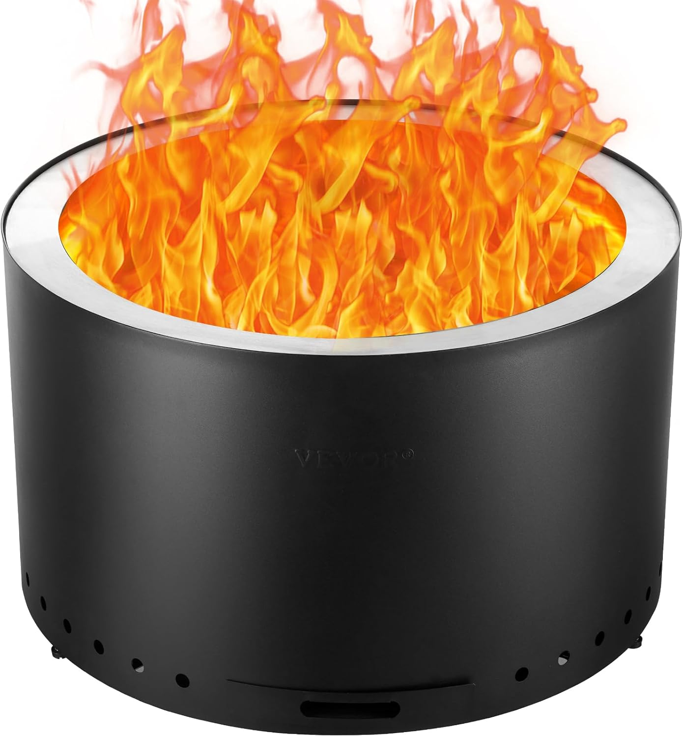 VEVOR 28 inch Smokeless Fire Pit Stove Bonfire, Wood Burning Fireplaces with Removable Ash Pan, SUS430 Stainless Steel Inner Portable Outdoor Firepit,for Outdoor Patio Camping High 17 inch