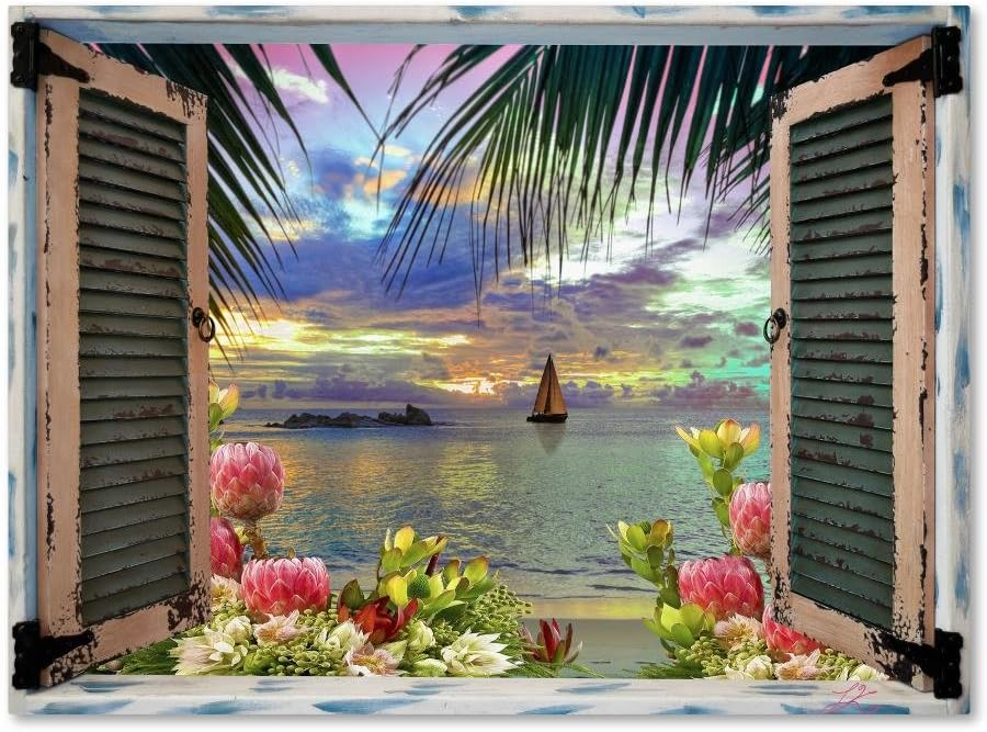 Leo Kelly 'Tropical Window to Paradise III' Canvas Art