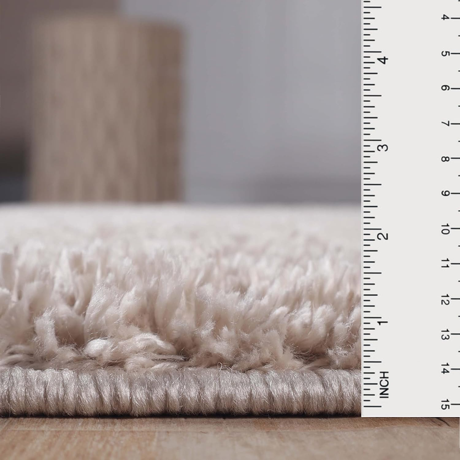 Superior Indoor Large Shag Area Rug with Cotton Backing, Ultra Plush and Soft, Fuzzy Rugs for Living Room, Bedroom, Office, Playroom, Kids, Home Floor Decor, Berlin Collection, 4' X 6', Beige