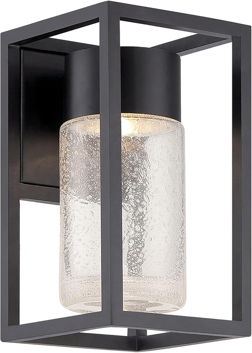 Black Cylinder LED Outdoor Wall Light with Clear Seeded Crystal