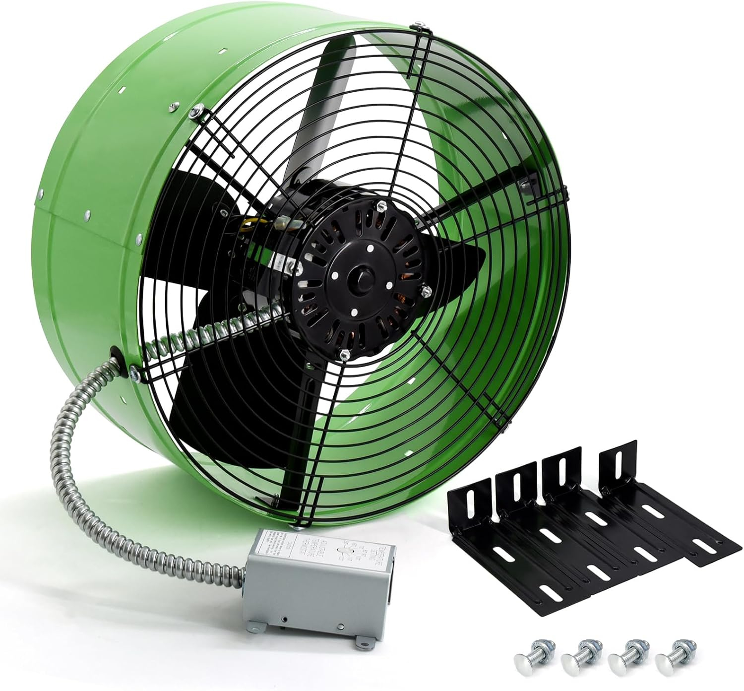 Criditpid 15" Gable Mount Vent Attic Fan, Exhaust Ventilation Fan with Adjustable Thermostat for Gable, Home, Shed, Garage, Portable Building, 3.4A, 1300CFM, 1075RPM, 1850 Sq.Ft Coverage Area.