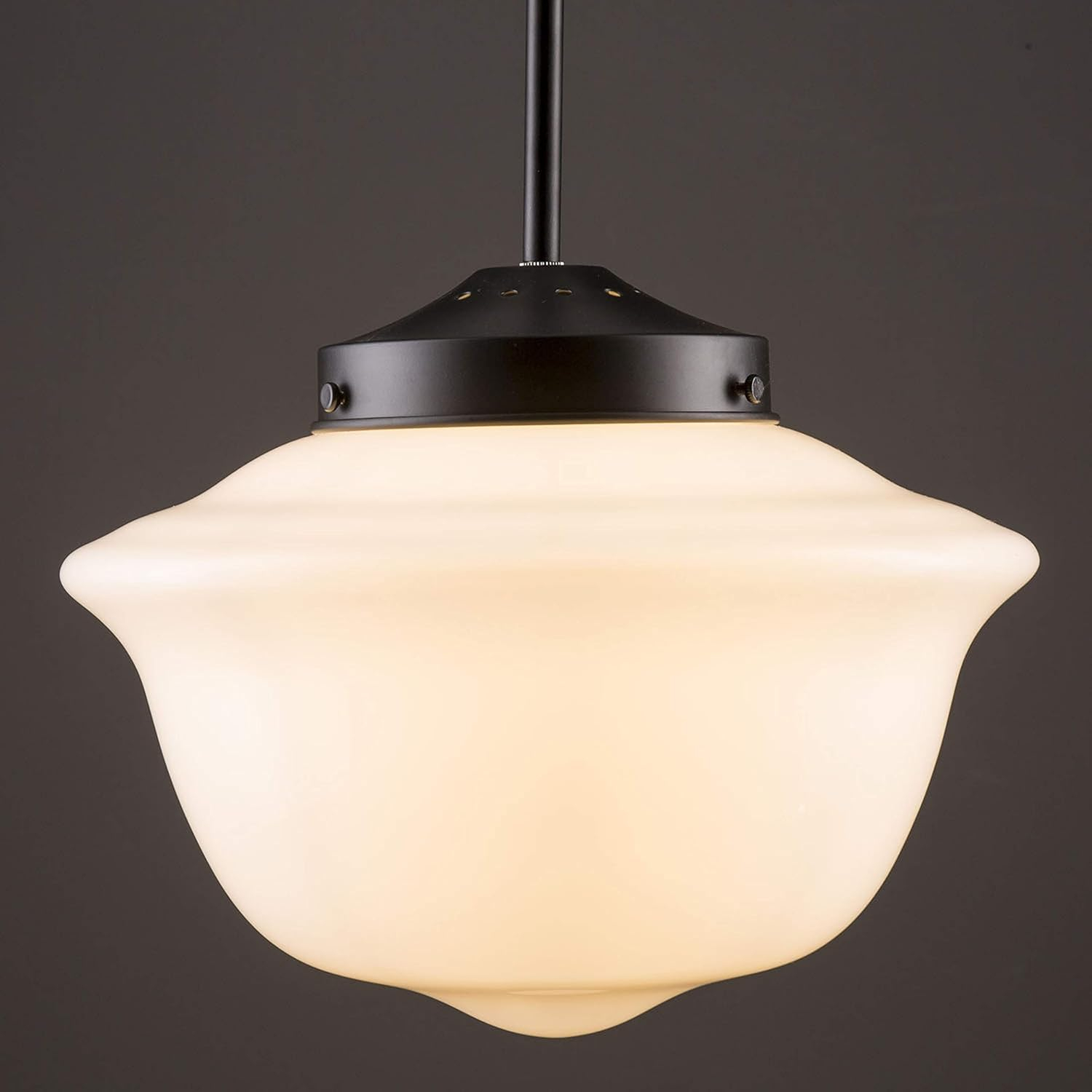 Transitional Matte Black Glass Globe Pendant Light