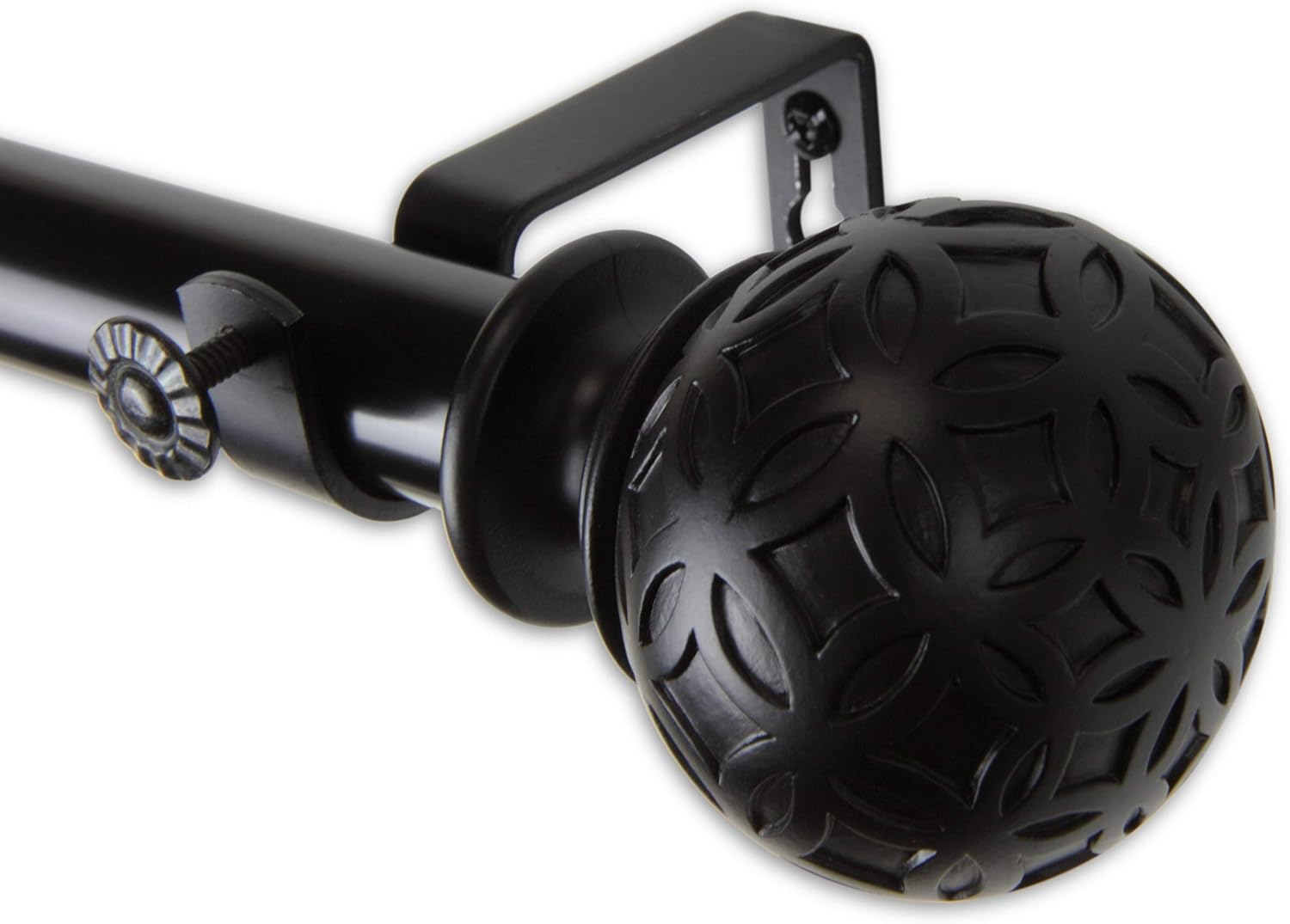 Rod Desyne 1" Odelia Curtain Rod, 120-170", Black