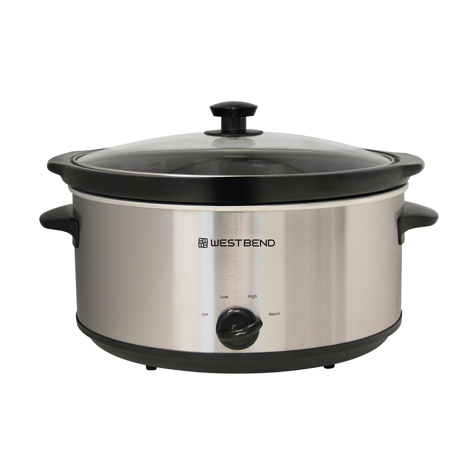 Silver 6-Quart Stainless Steel Oval Slow Cooker with Glass Lid