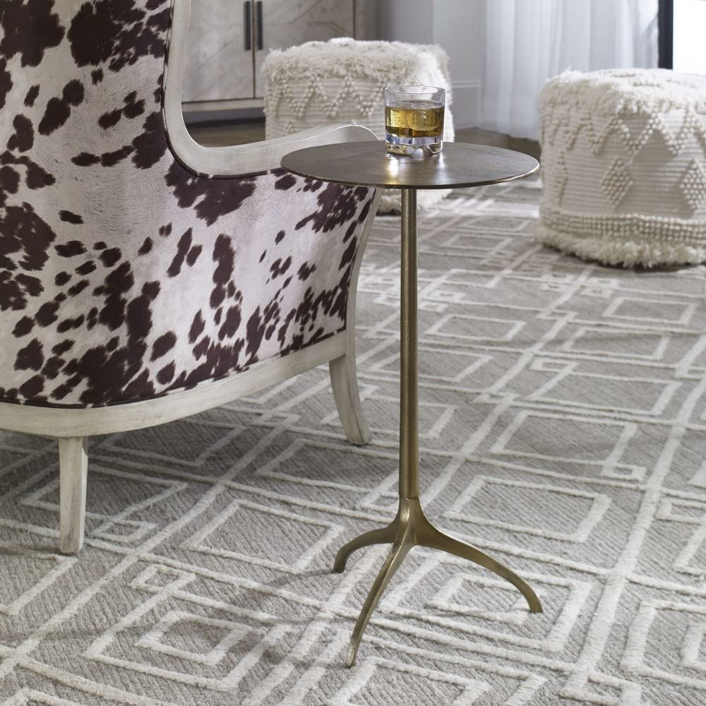 Uttermost Modern Cast Aluminum Round Accent Table 14" Wide Gold Tripod Legs for Living Room Bedroom Bedside Entryway House Office