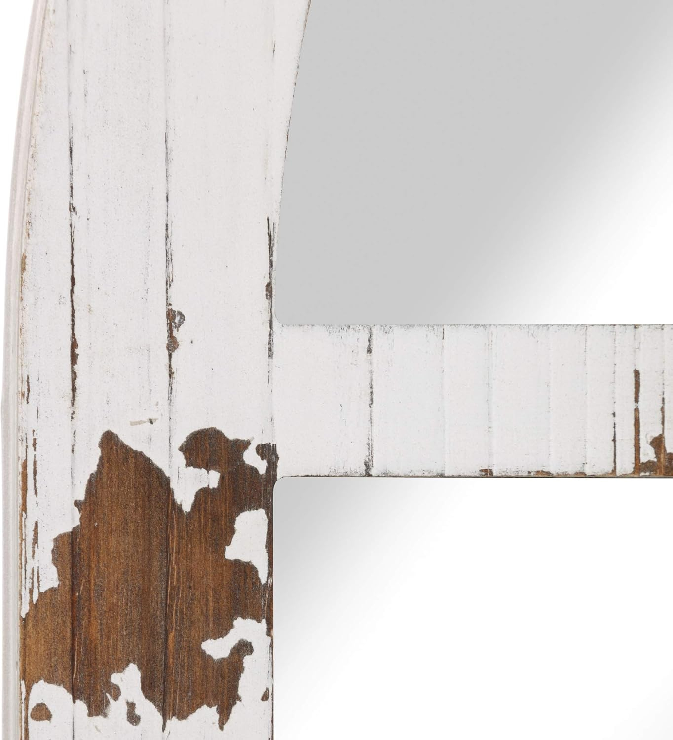 Patton Wall Decor Arch Windowpane Wall Mirror, Distressed White, 24x40"