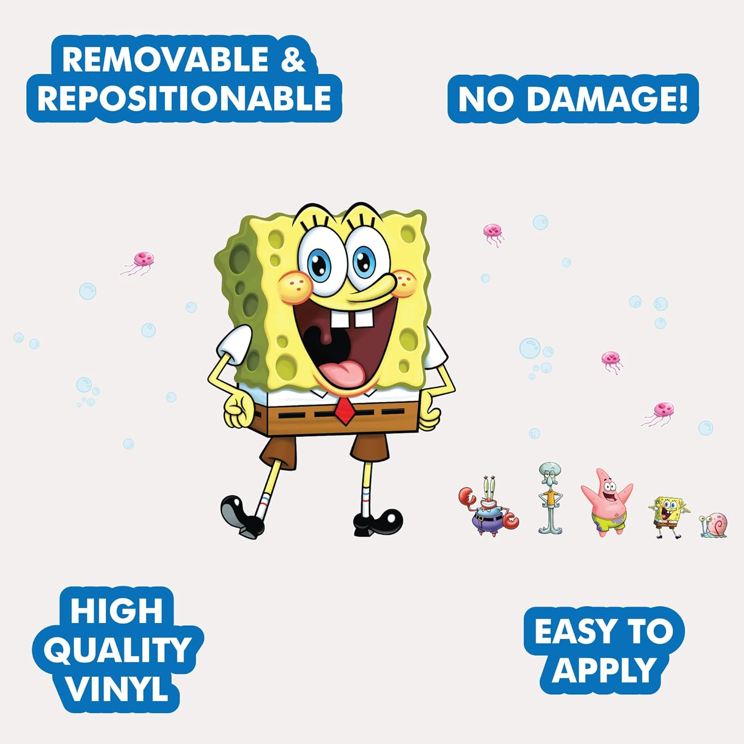 SpongeBob SquarePants Wall Decals - Patrick Star, Squidward, Mr. Krabs, Gary, Plankton, Sandy Cheeks Vinyl Wall Sticker Bedroom Decorations Peel and Stick Room Decor