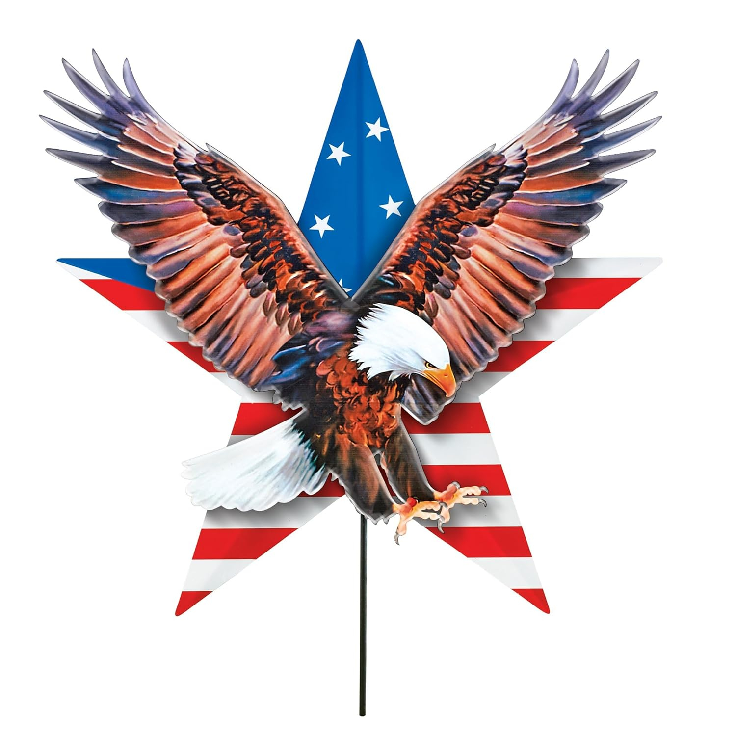 Collections Etc Patriotic Eagle Star Metal Outdoor Garden Stake