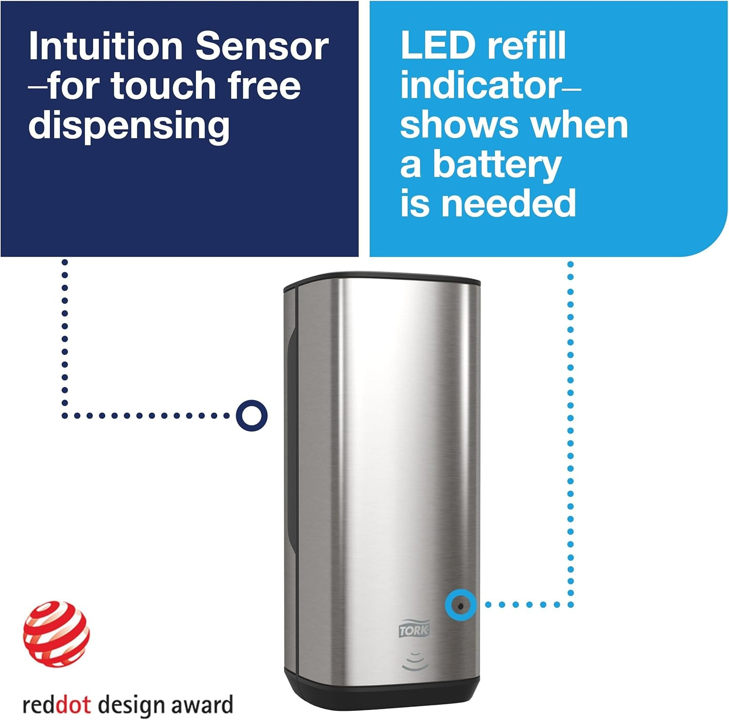 Tork Intuition Sensor Skincare Dispenser Stainless Steel S4, for Hand Soap and Hand Sanitizer, Image Range, 466101