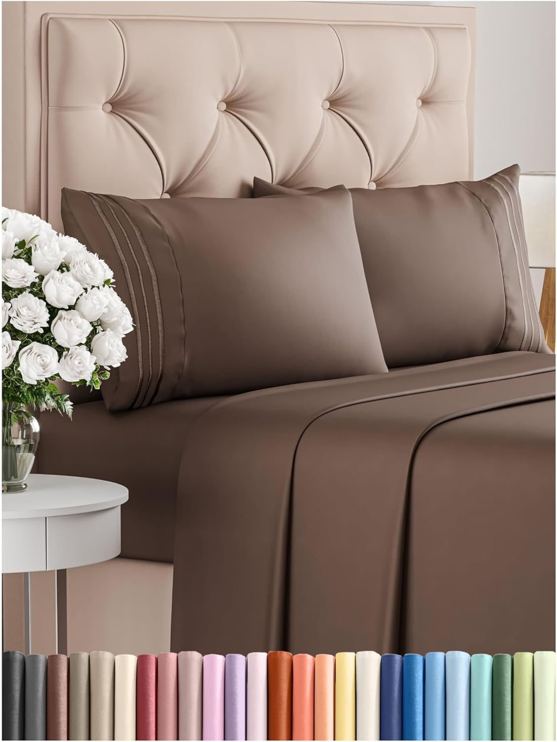 CGK Linens 4 Piece Sheet Set Premium Cooling, Soft & Wrinkle Free Sheet Set