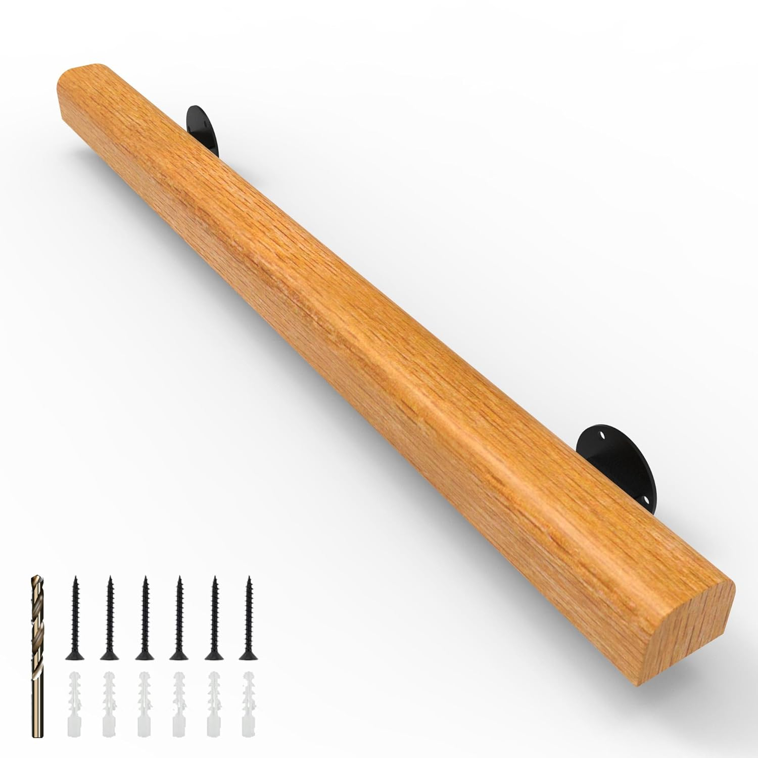 3FT Wood Stair Handrails Wall Mount, Hand Railings for Stairs Indoor Outdoor, Non-Slip Staircase Handrail for Corridor, Lofts, Patio, Kindergarten Guardrail (Size: 3ft)