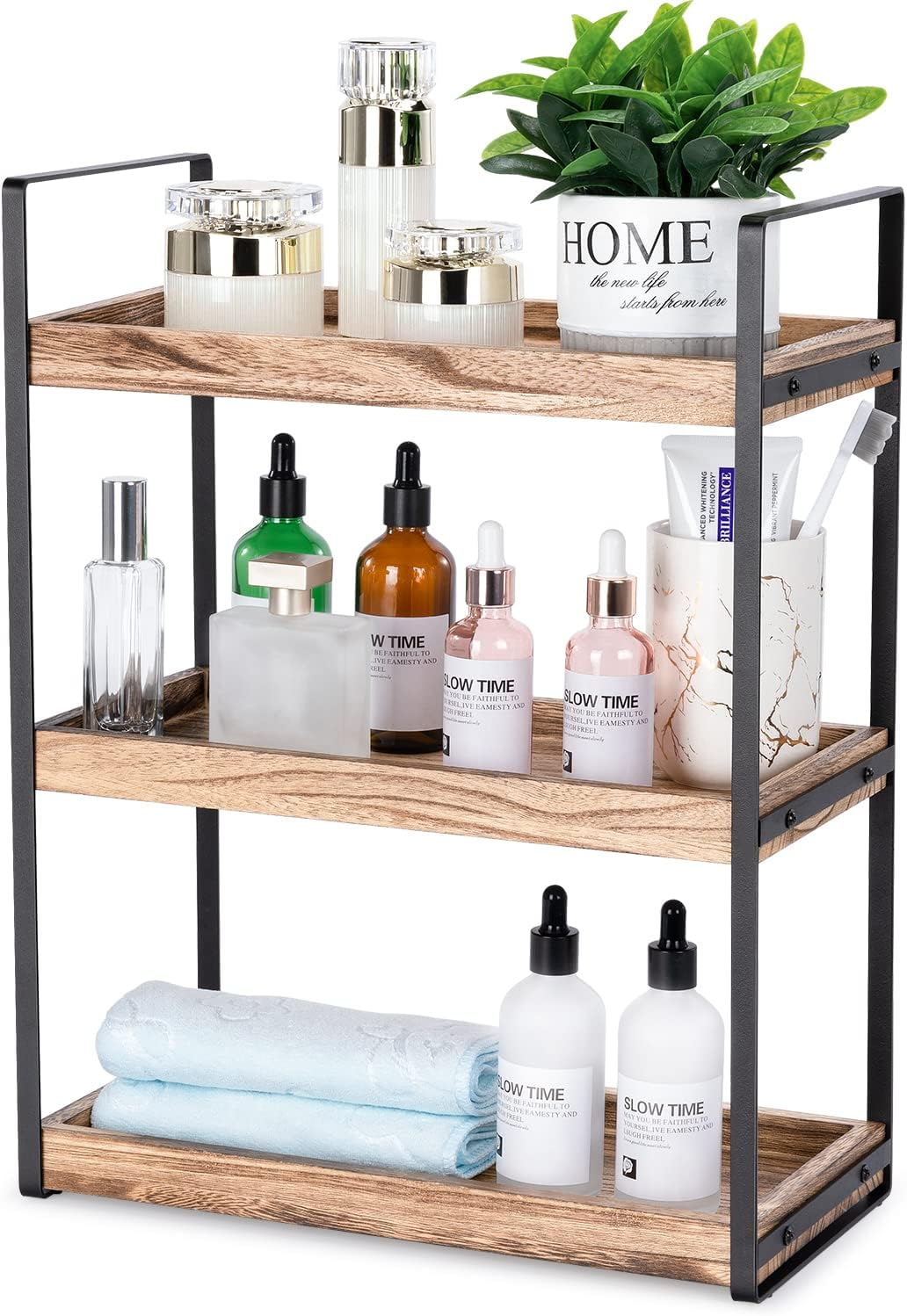 3-Tier Countertop Organizer for Counter Stylish Wood Vanity Shelf Storage - The Perfect Addition to Your Bathroom Decor
