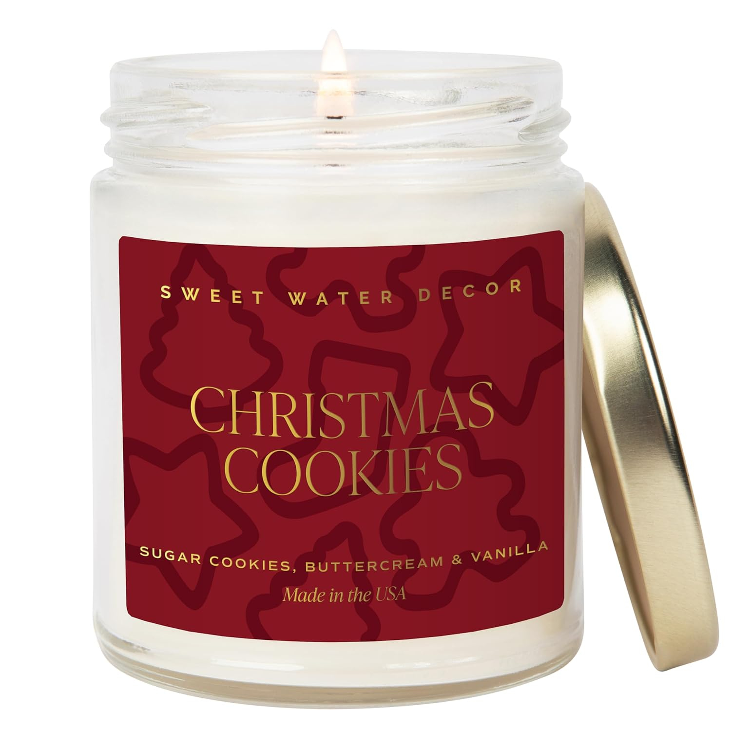 Sweet Water Decor Christmas Cookies Patterned 9oz Clear Candle