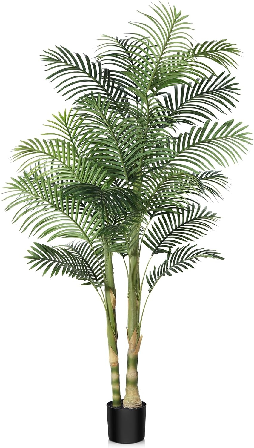 Kazeila Artificial Plants Indoor - 6FT Fake Golden Cane Palm Tree with Dense Lifelike Foliage - Perfect for Home, Office & Apartment Decor