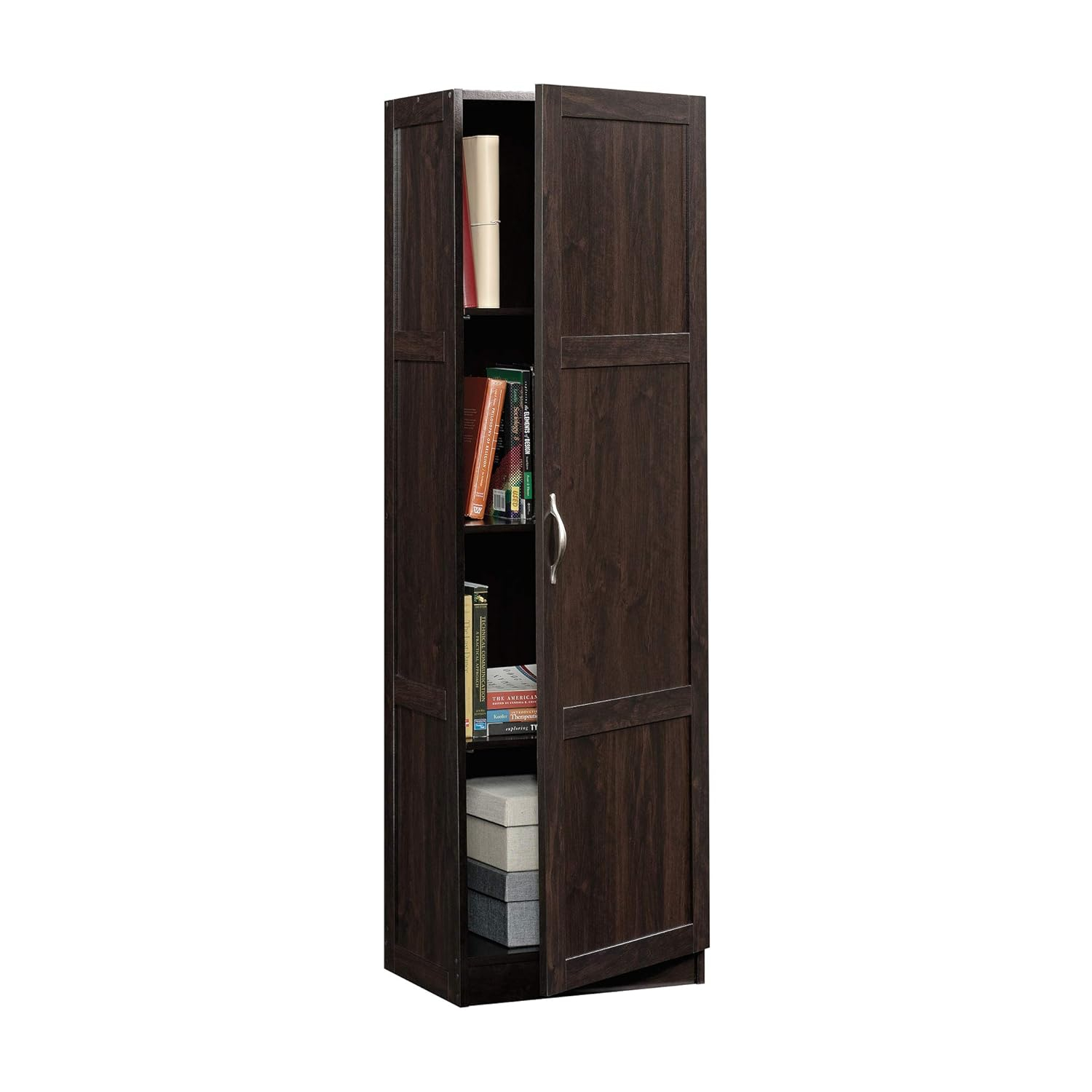 Sauder 60"H Raised Panel Doors Storage Pantry, Cinnamon Cherry Finish