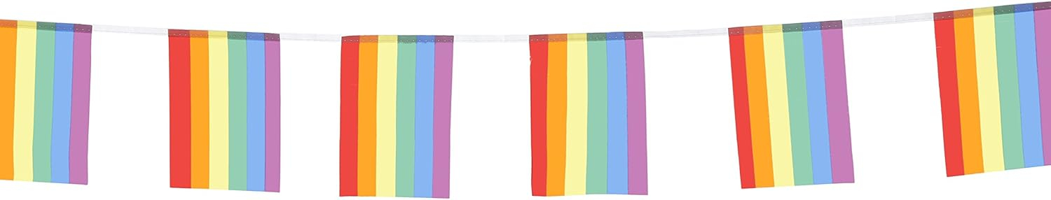 Rainbow Pride Flag,100Feet/76Pcs Rainbow Festival Decoration Pennant Flags Banner,Party Decorations Supplies for Decoration,Rainbow Holiday Decoration.