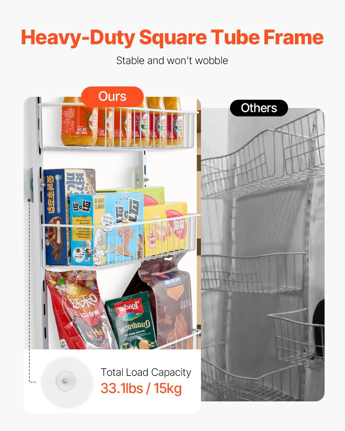 VEVOR Over the Door Pantry Organizer, 10-Tier Pantry Organization and Storage, Heavy-Duty Steel Hanging Spice Rack, Adjustable Wall Seasoning Shelves, for Home Kitchen Laundry Room Bathroom, White