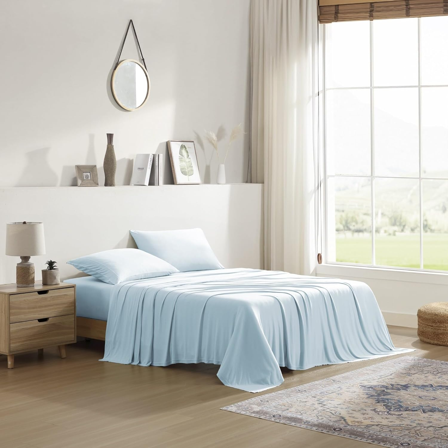Light Blue Full Jersey Knit TENCEL Modal Sheet Set