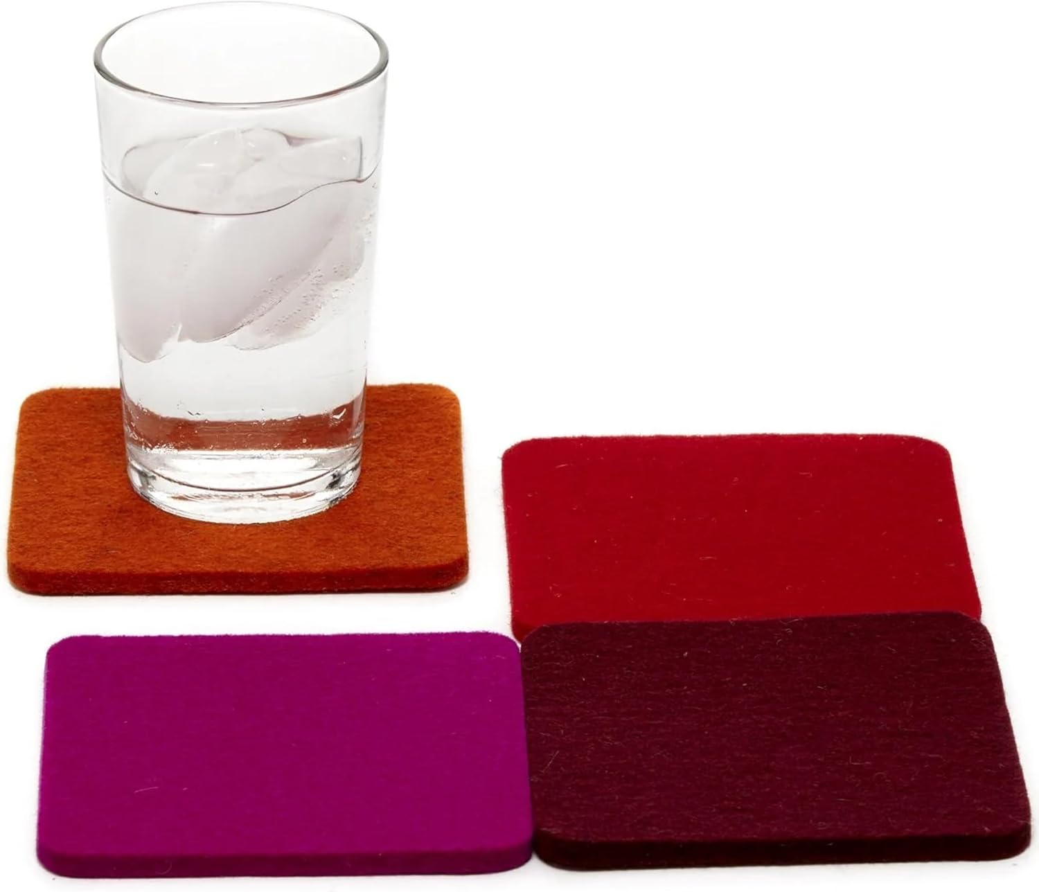 Graf Lantz - Bierfilzl Felt Coasters - Square - 100% Merino Wool - Moisture Wicking - Heat Resistant - Sustainable - Home Decor - Absorbs - Housewarming Gift - 4 Coaster Set - 4" x 4"x 5 mm - Bordeaux