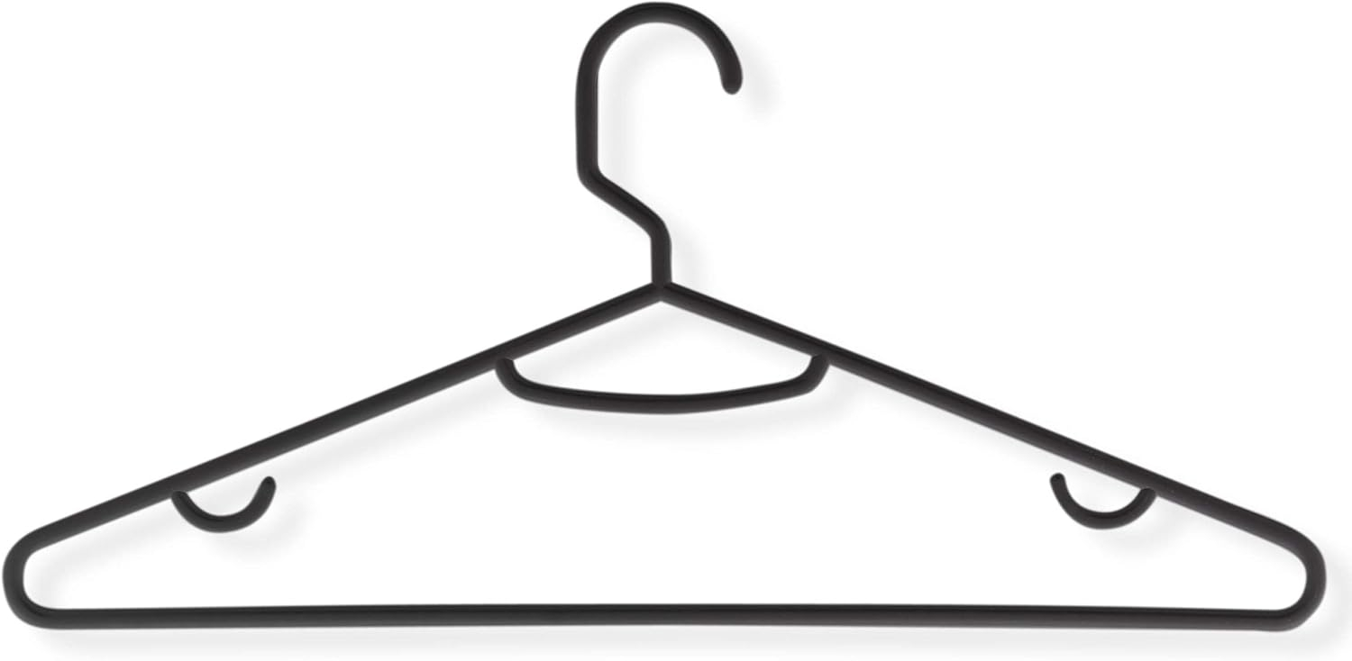 Black Recycled Plastic Hangers with Accessory Hooks, 15 Pack