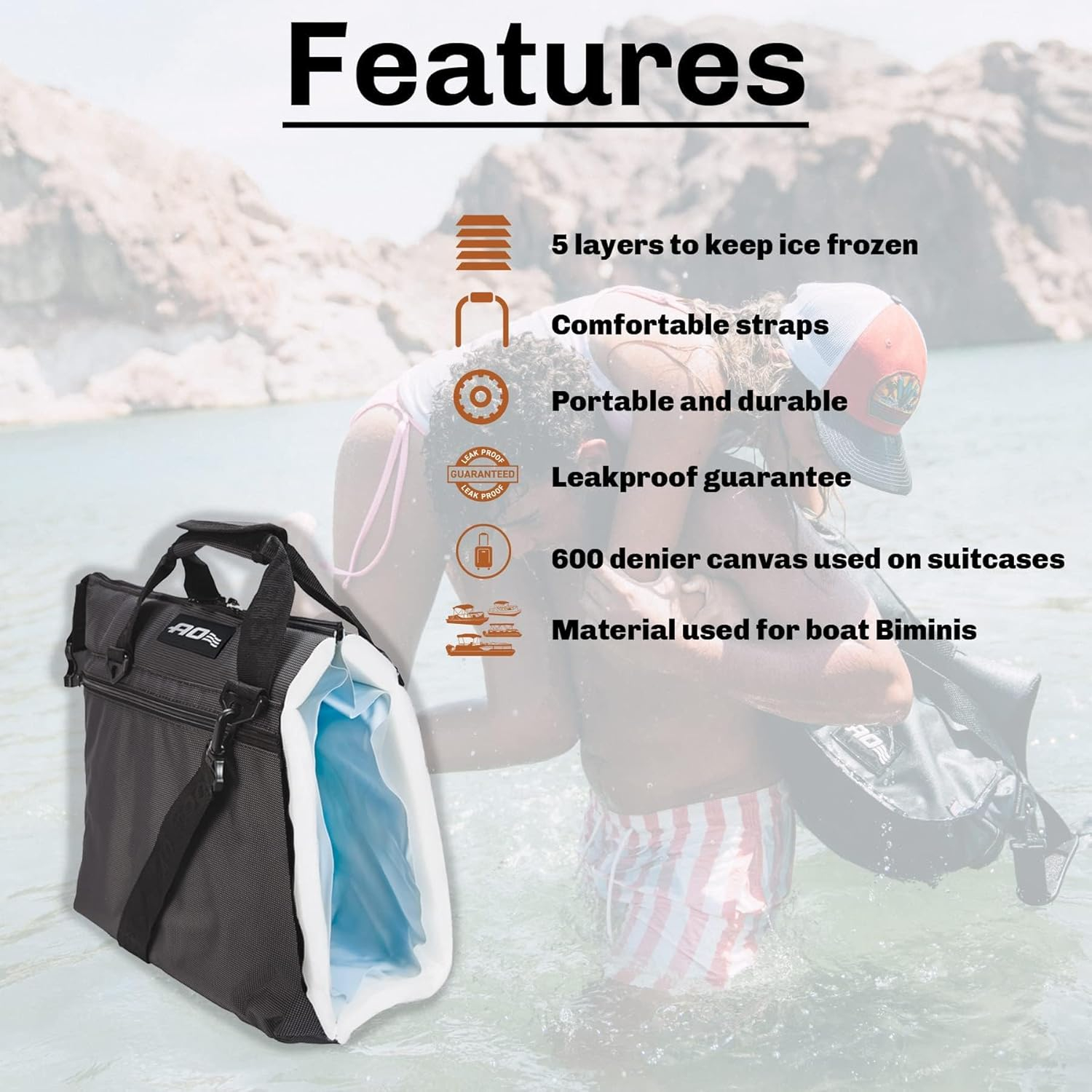 Black High-Density Insulated Soft-Sided Cooler Bag