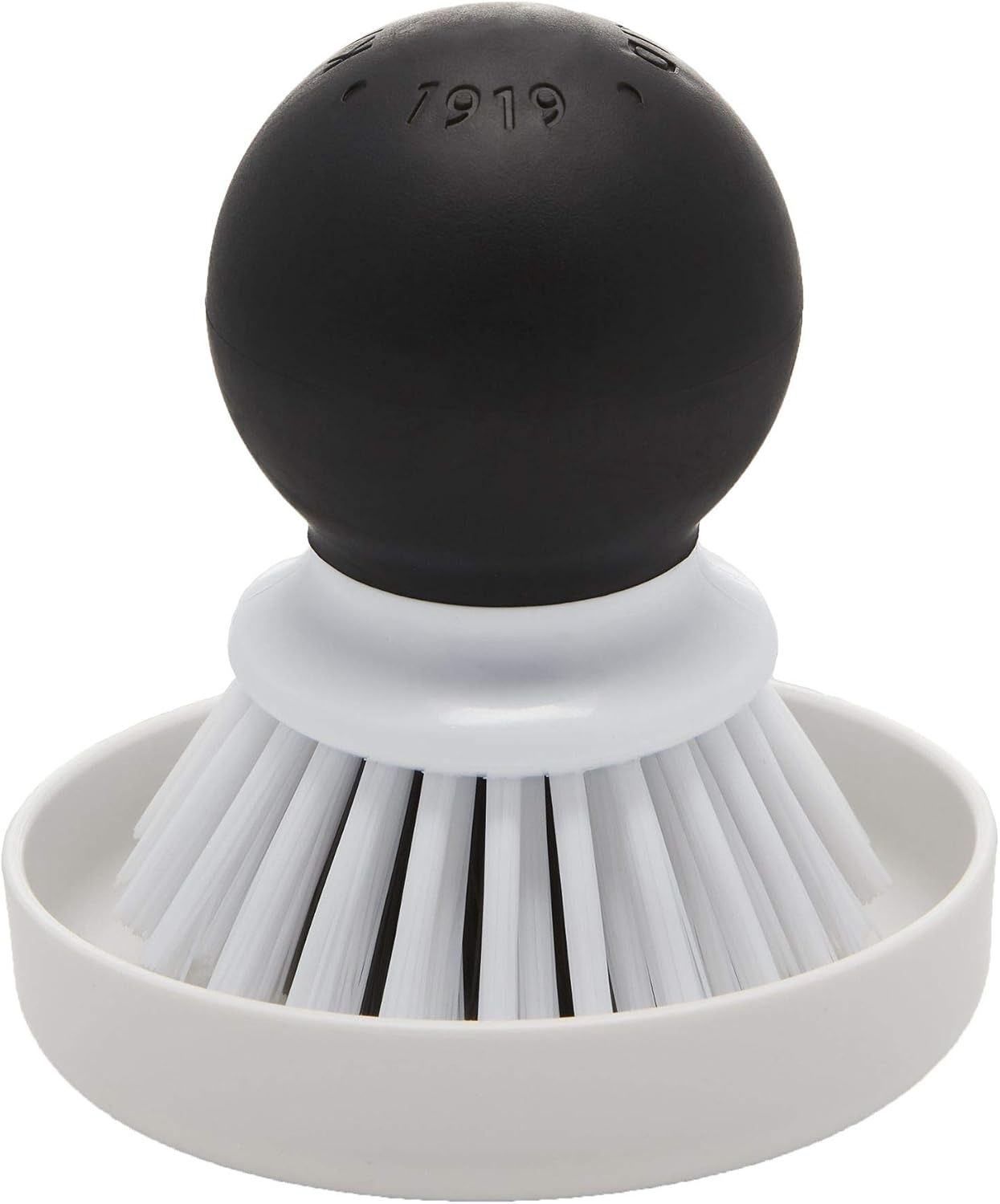 KitchenAid Palm Brush With Dish Tray to Keep Countertops Dry and Clean, Durable Nylon Bristles for Tough Cleaning, Dishwasher Safe, 2-Piece, Black