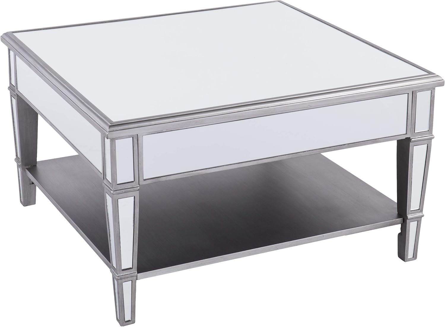 SEI Furniture Wedlyn Square Mirrored Coffee Table, Silver