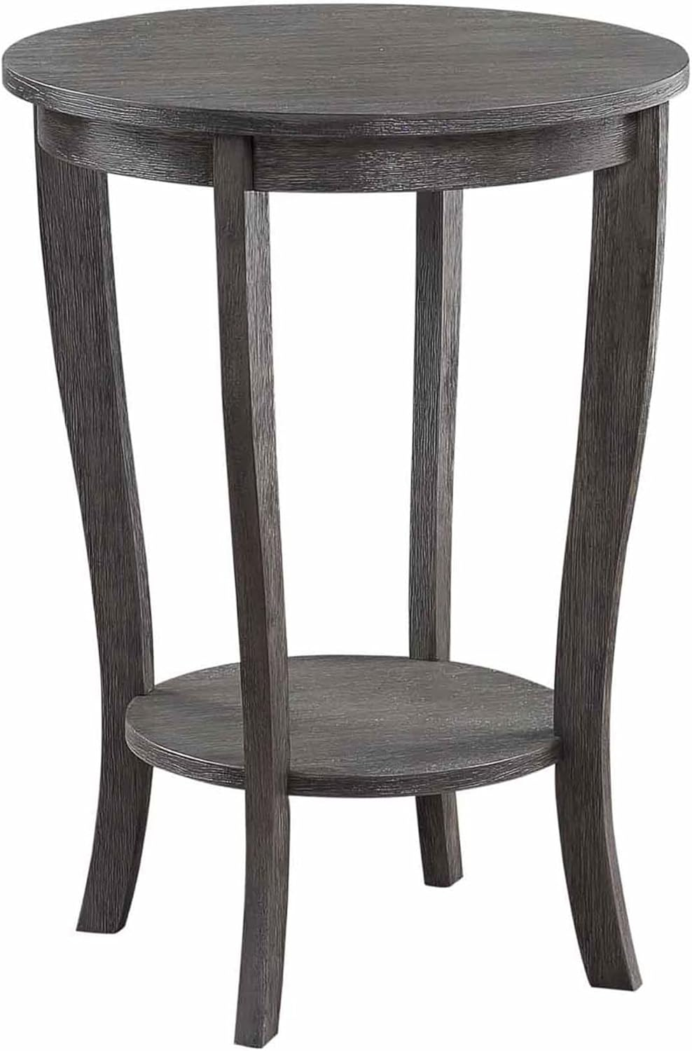 American Heritage Round End Table Dark Gray Wirebrush