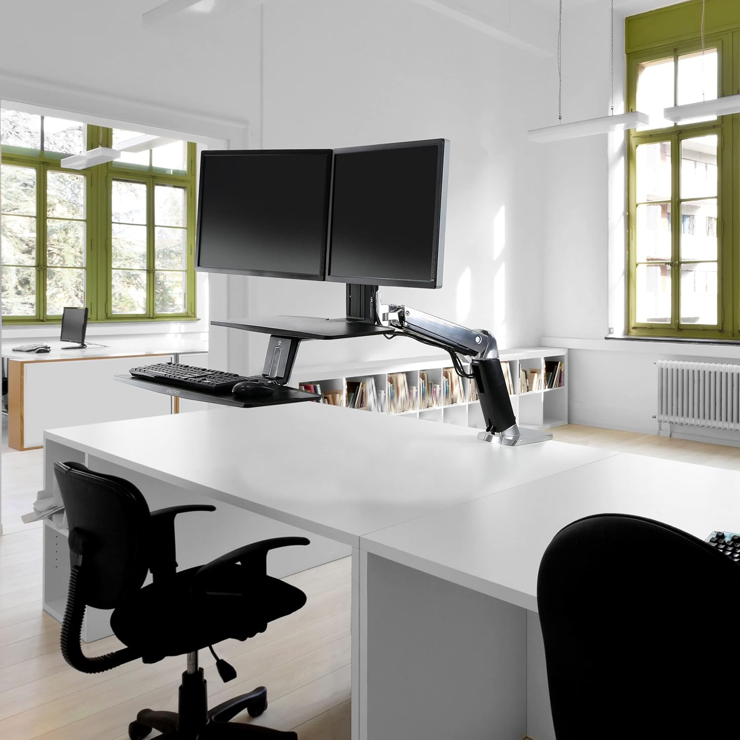Ergotron WorkFit-A with Suspended Keyboard, Dual Monitors