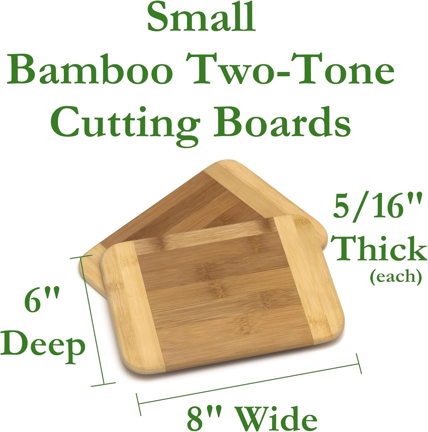 Lipper International 949 Bamboo Wood Two-Tone Kitchen Cutting and Serving Board, Small, 8" x 6" x 5/16", Set of 2