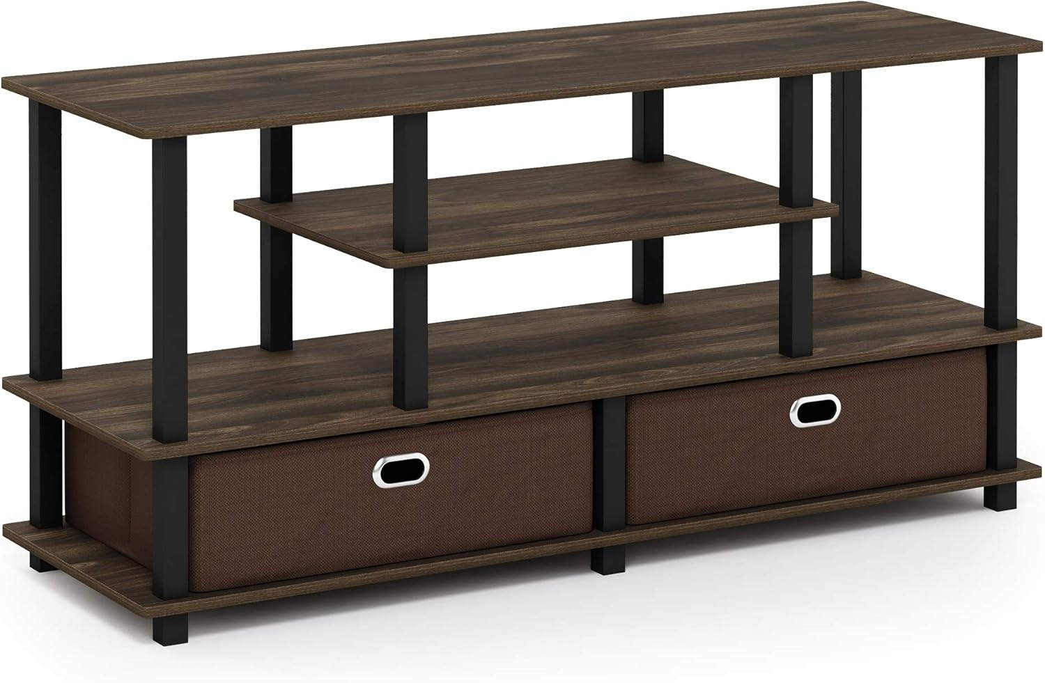 Furinno JAYA Large Stand for up to 50-Inch TV, Columbia Walnut/Black/Dark Brown