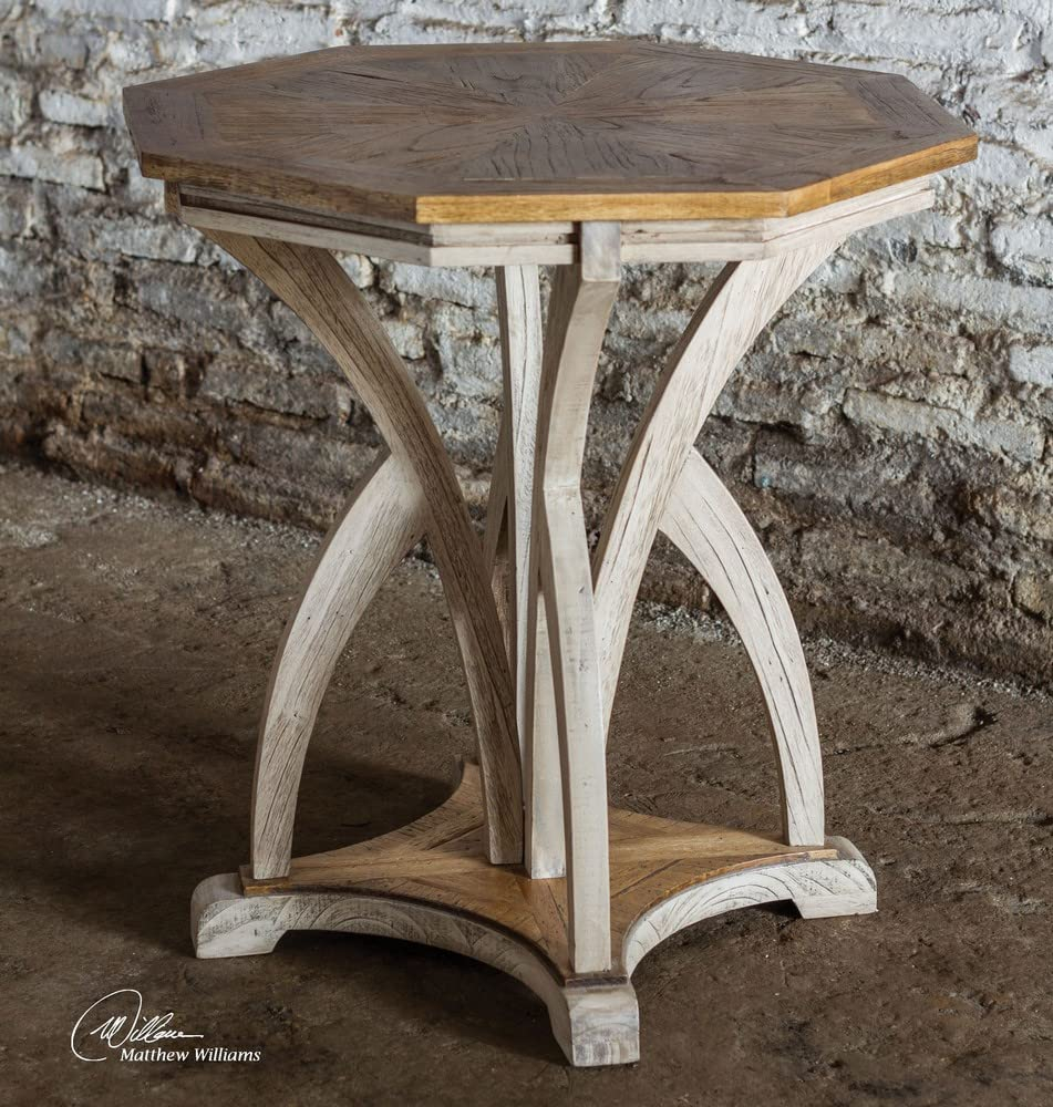 Uttermost Ranen Aged White and Mango Side Table