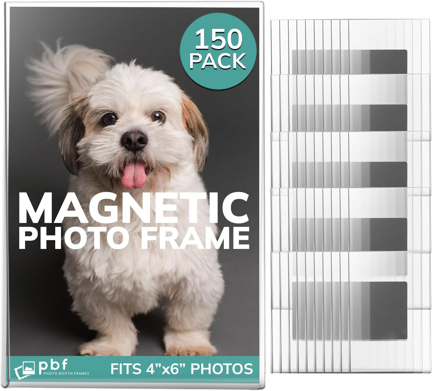 pbf 4x6 Magnetic Picture Frames for Refrigerator | 4 x 6 Clear Magnetic Acrylic Frames | Magnetic Photo Holders for Fridge, Locker, Photo Board, Art Display, Sign Holder (150-Pack)